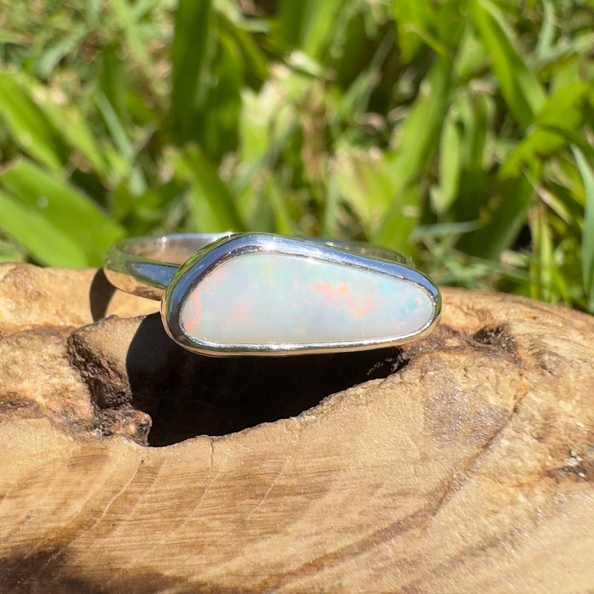 Innamincka Fire ~ 1.1ct Solid Lightning Ridge Opal 925 Silver Ring
