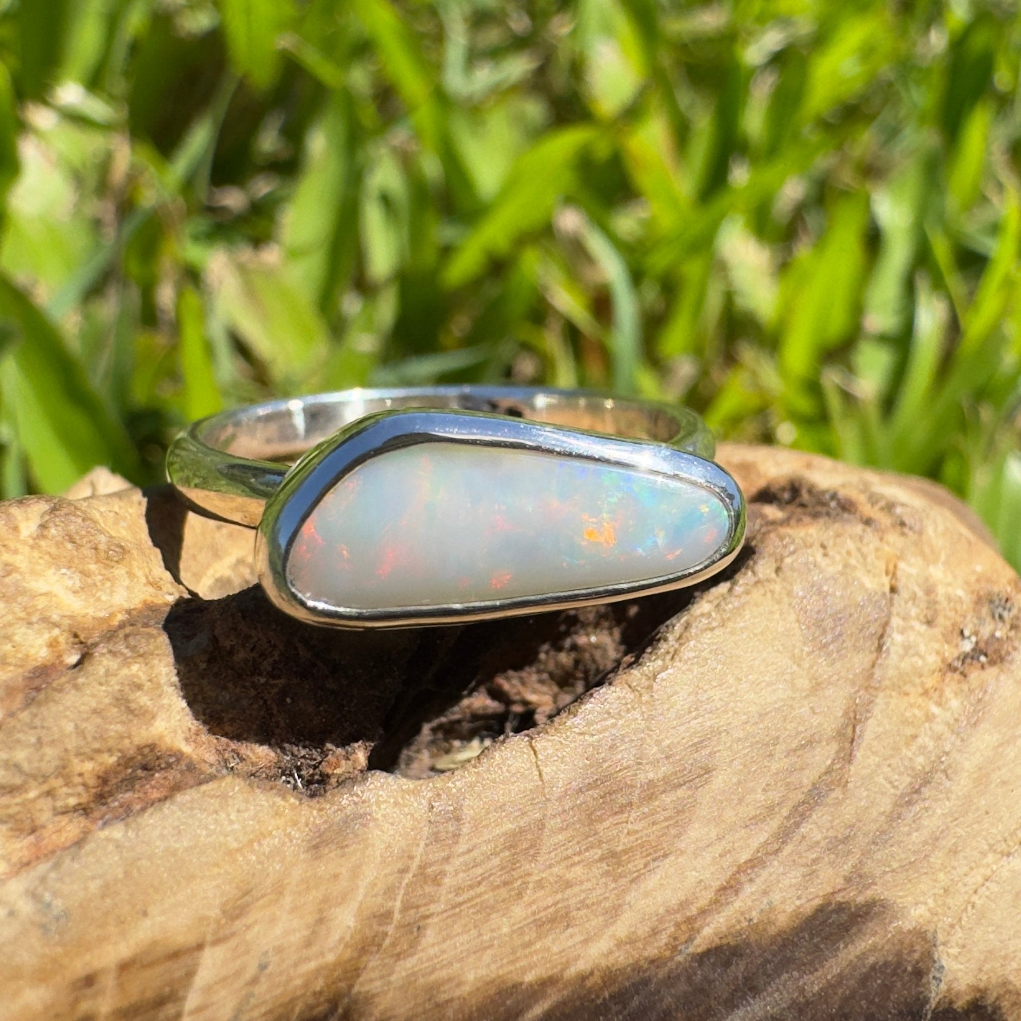 Innamincka Fire ~ 1.1ct Solid Lightning Ridge Opal 925 Silver Ring