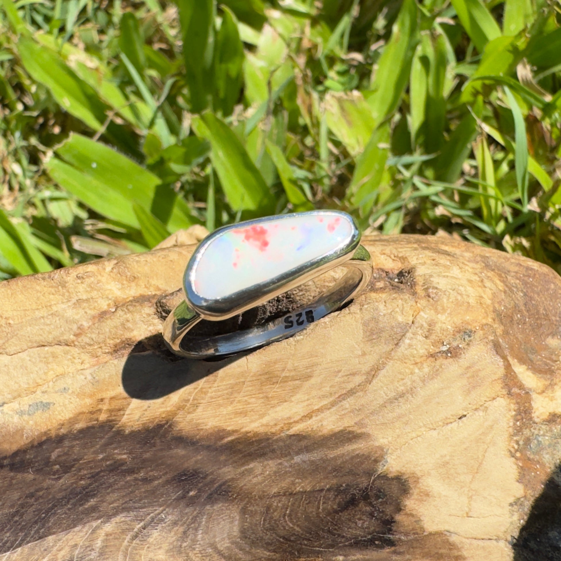 Innamincka Fire ~ 1.1ct Solid Lightning Ridge Opal 925 Silver Ring
