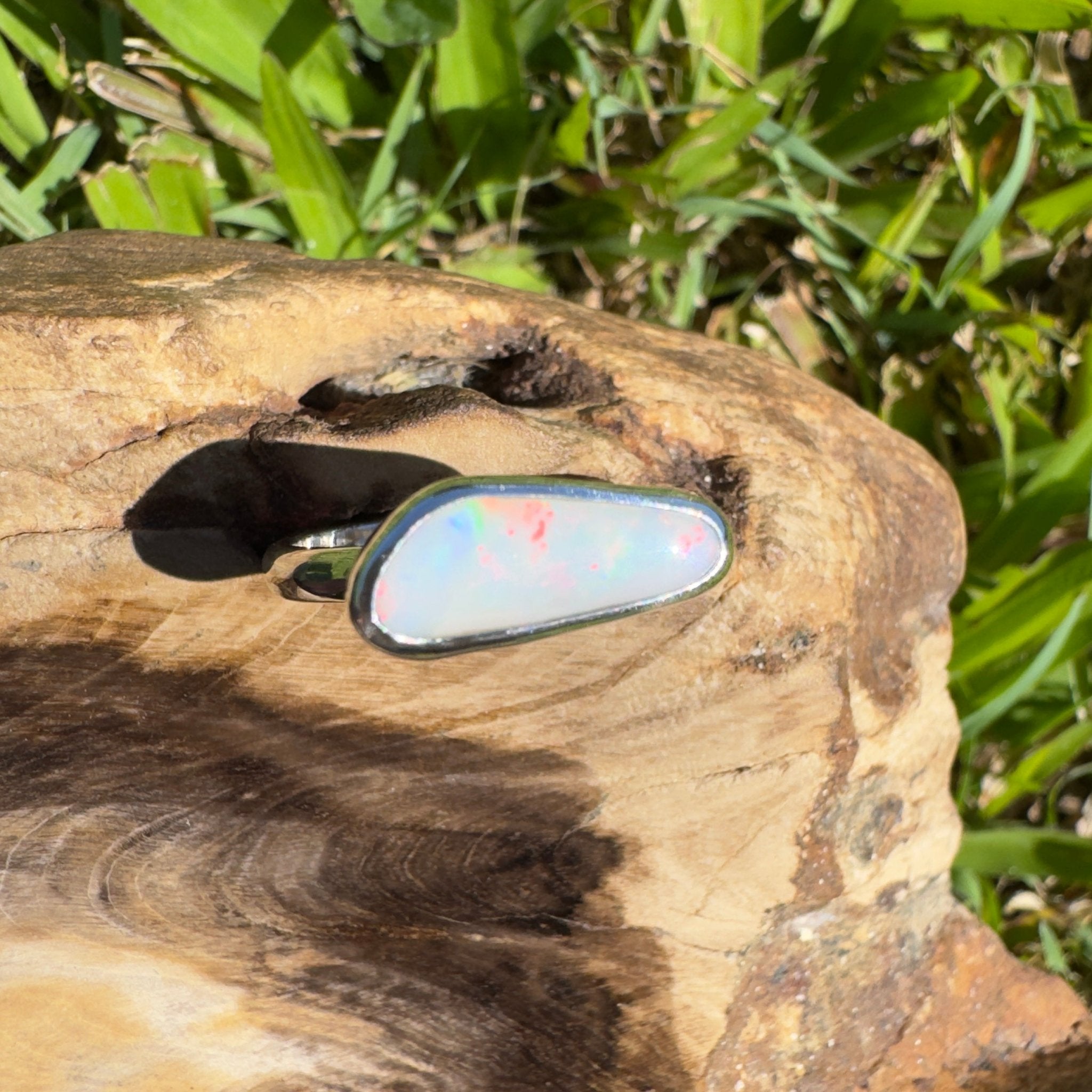 Innamincka Fire ~ 1.1ct Solid Lightning Ridge Opal 925 Silver Ring