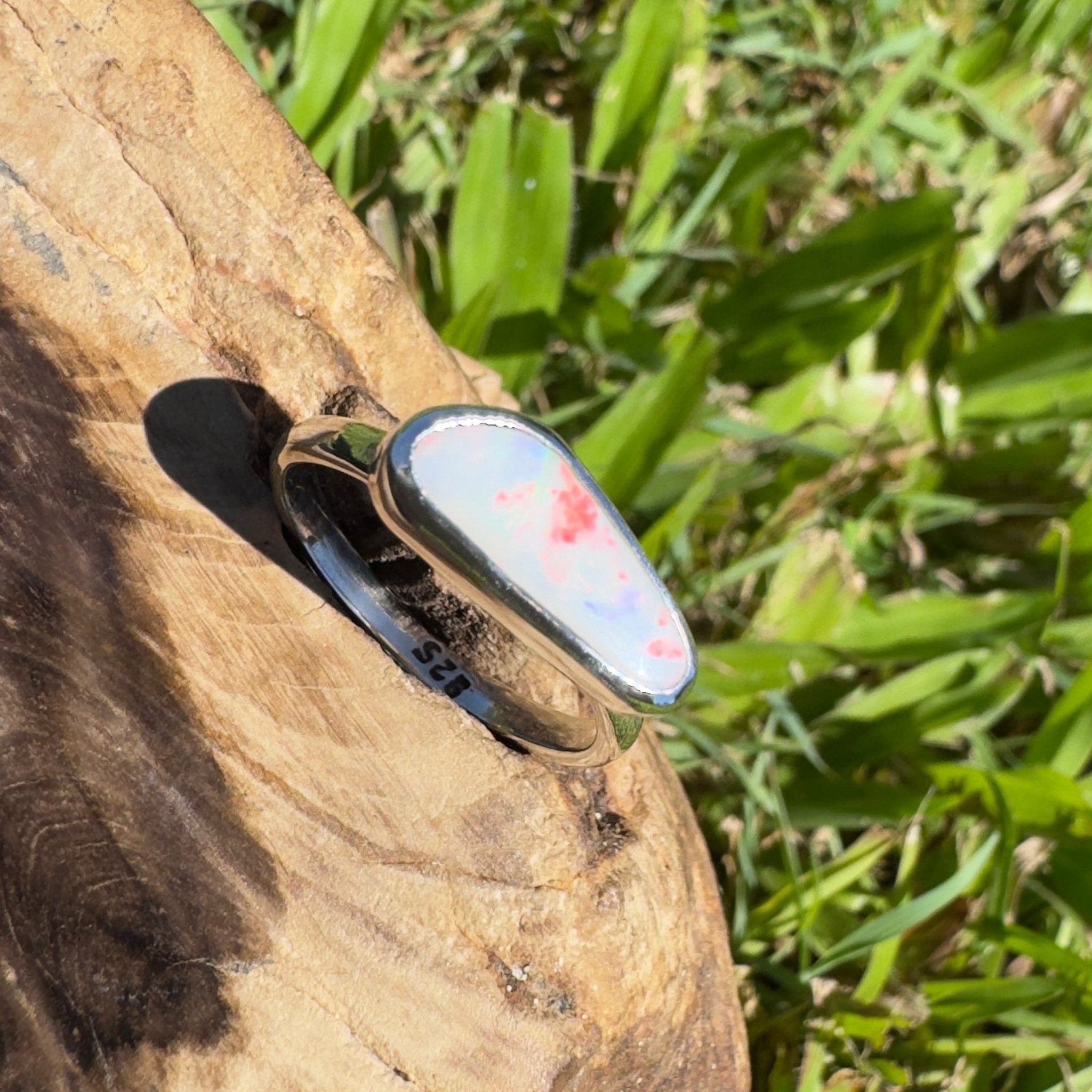 Innamincka Fire ~ 1.1ct Solid Lightning Ridge Opal 925 Silver Ring