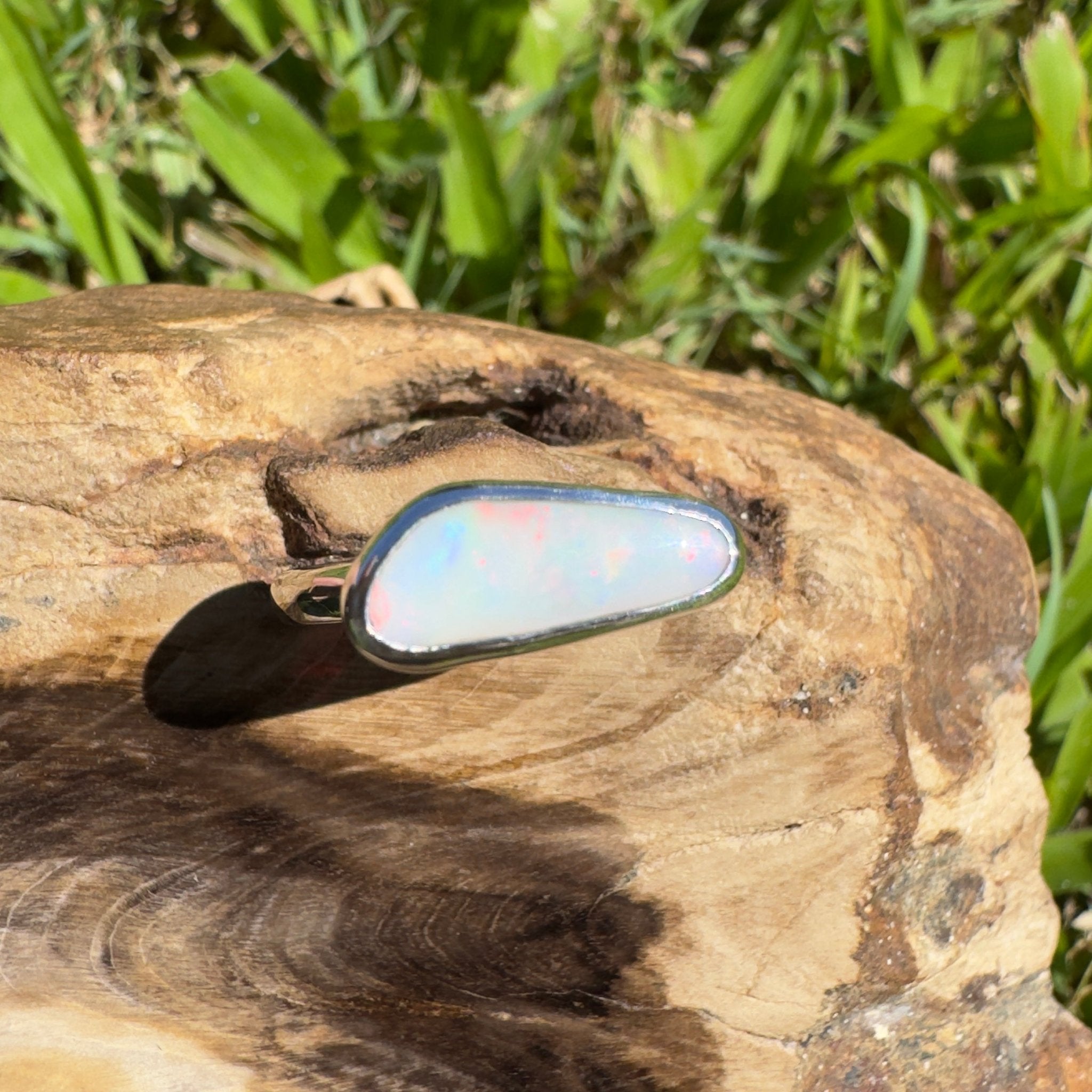 Innamincka Fire ~ 1.1ct Solid Lightning Ridge Opal 925 Silver Ring