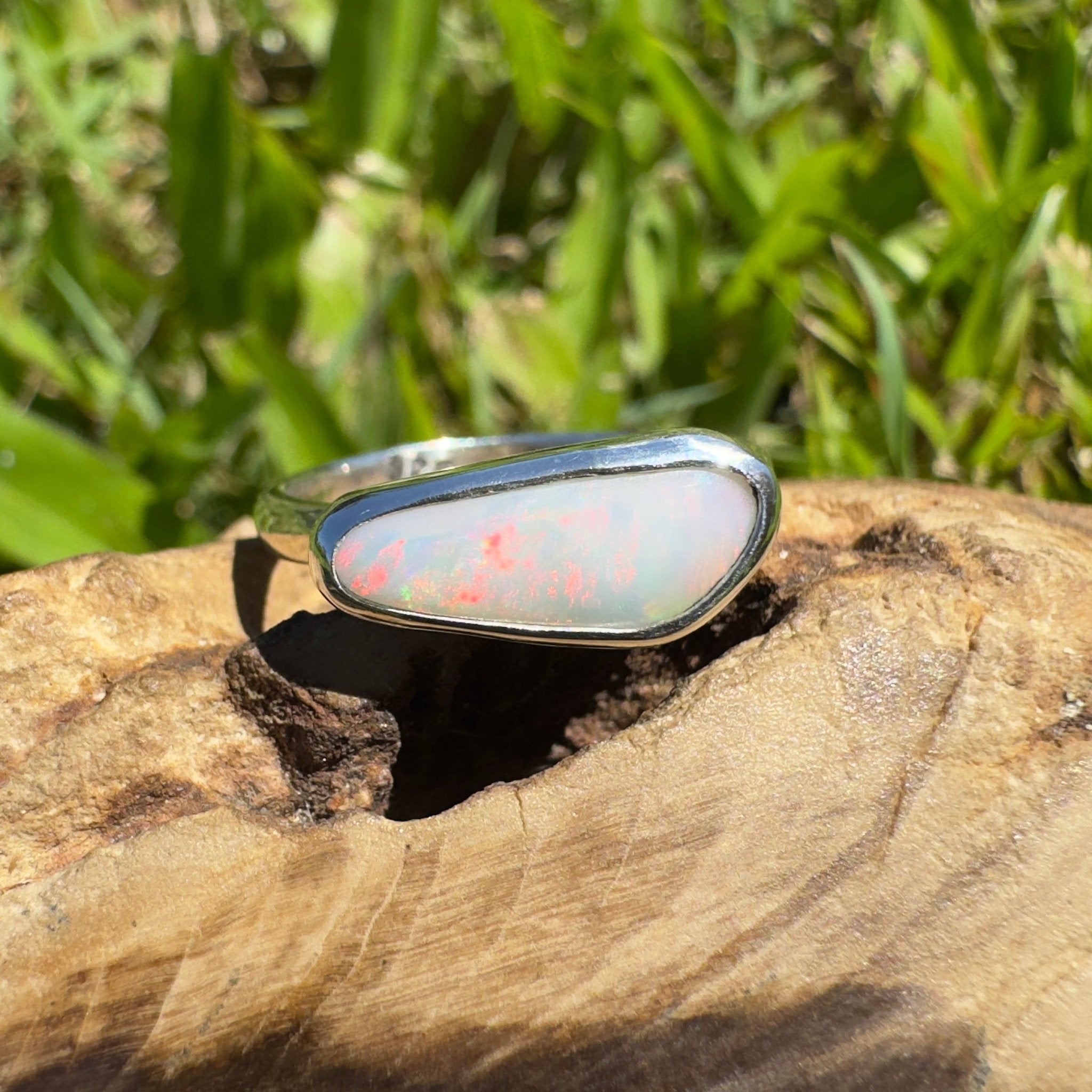 Innamincka Fire ~ 1.1ct Solid Lightning Ridge Opal 925 Silver Ring