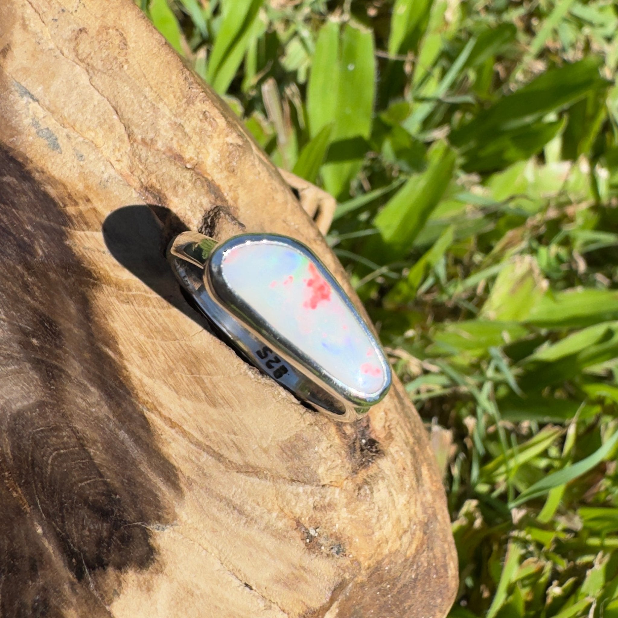 Innamincka Fire ~ 1.1ct Solid Lightning Ridge Opal 925 Silver Ring