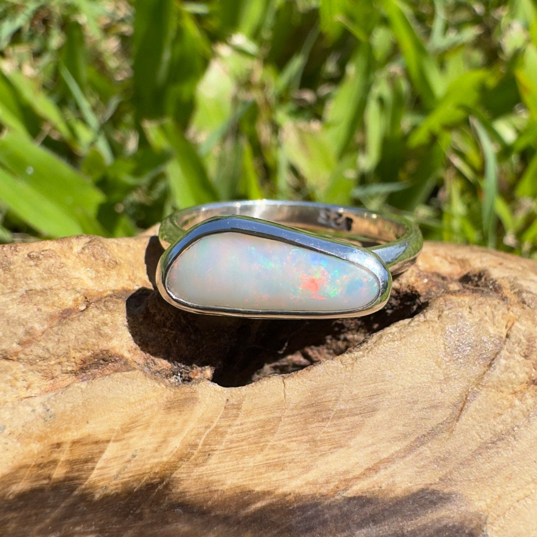 Innamincka Fire ~ 1.1ct Solid Lightning Ridge Opal 925 Silver Ring
