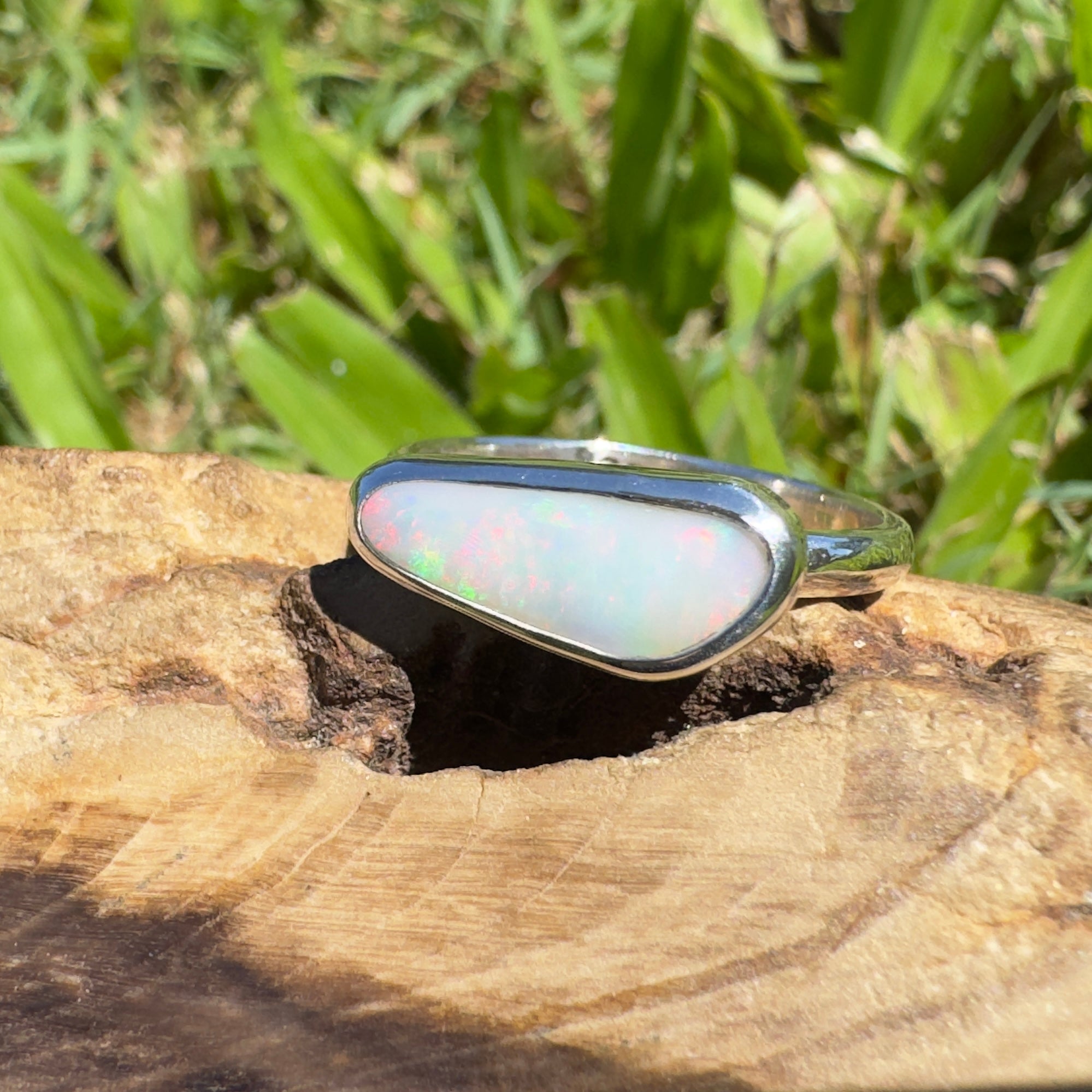 Innamincka Fire ~ 1.1ct Solid Lightning Ridge Opal 925 Silver Ring