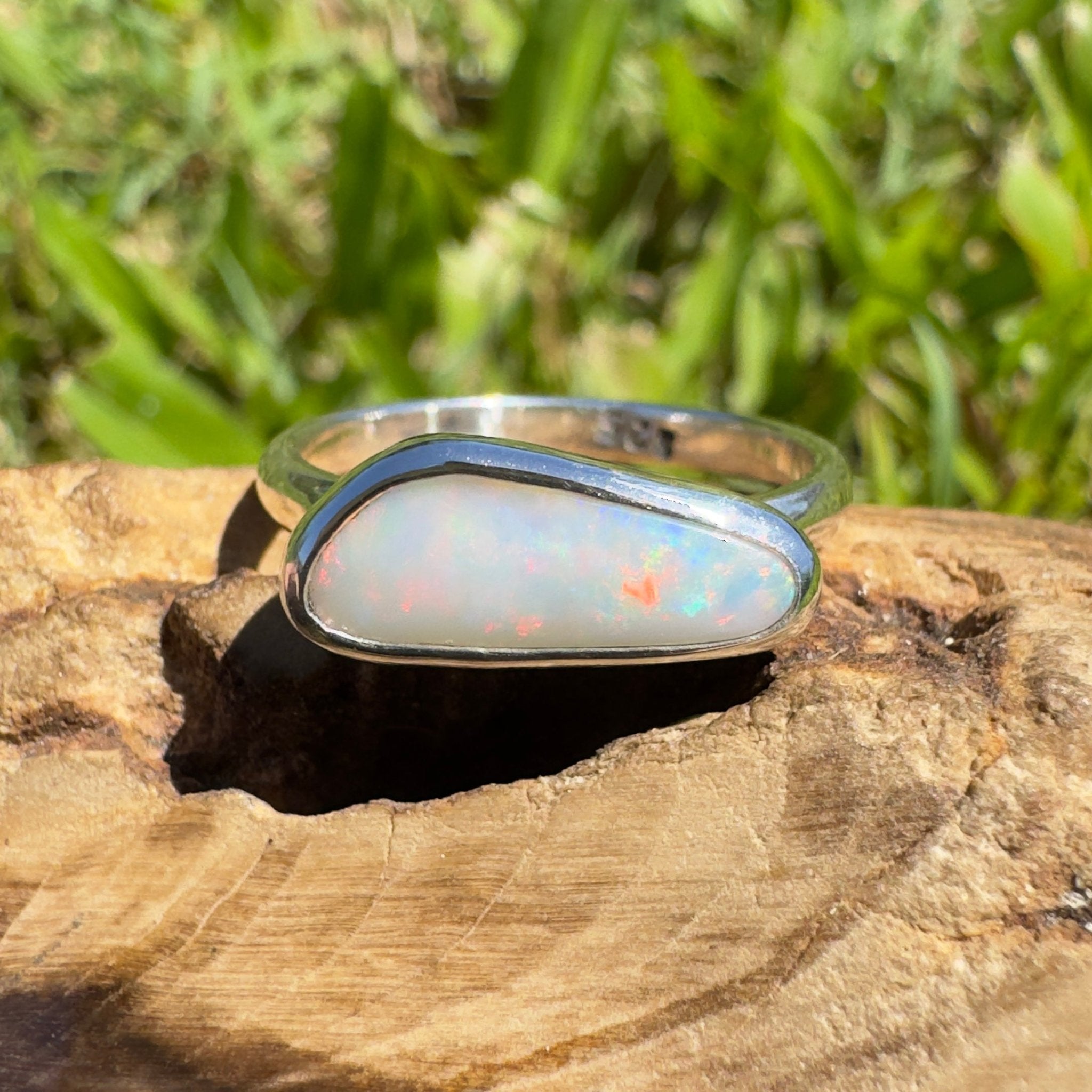 Innamincka Fire ~ 1.1ct Solid Lightning Ridge Opal 925 Silver Ring