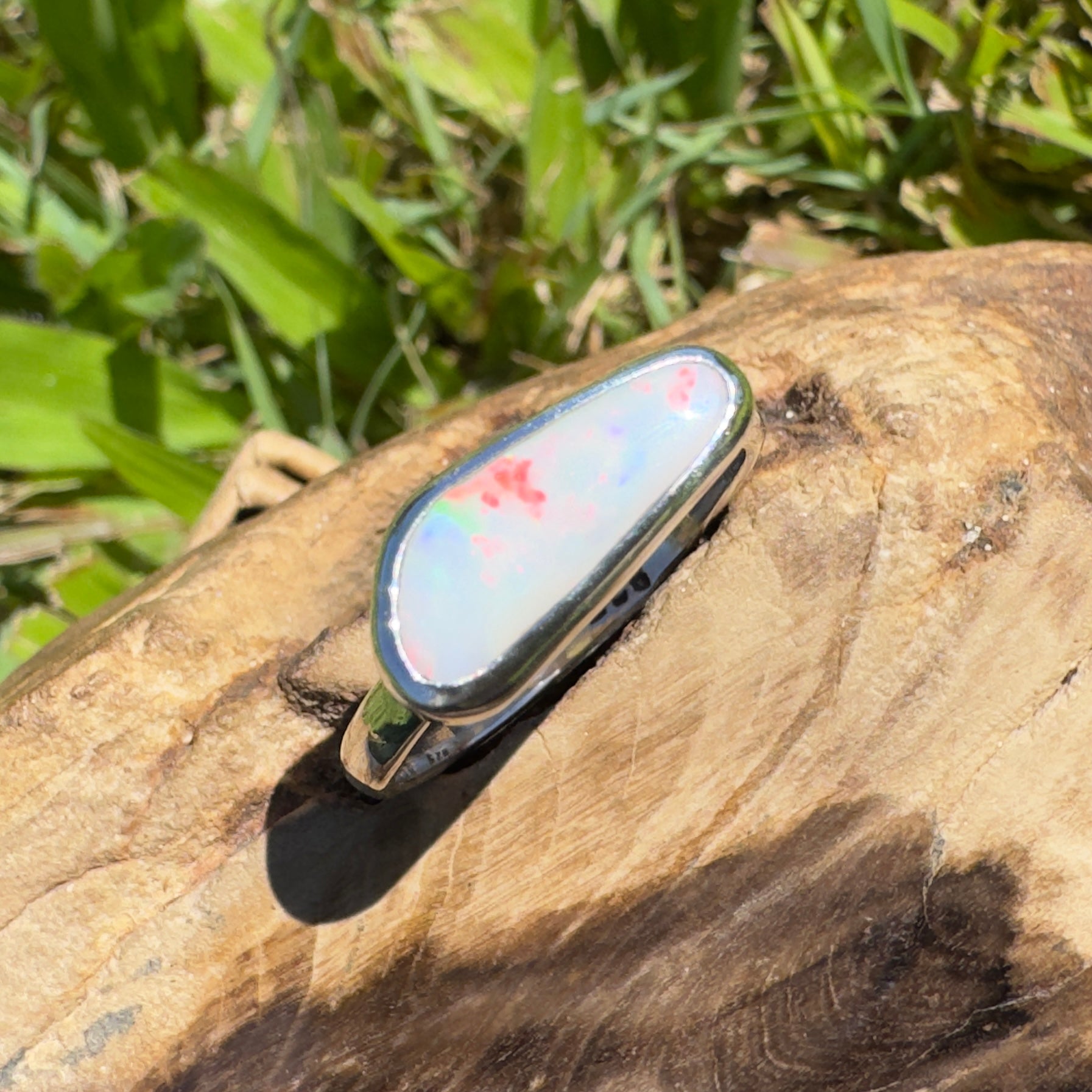 Innamincka Fire ~ 1.1ct Solid Lightning Ridge Opal 925 Silver Ring
