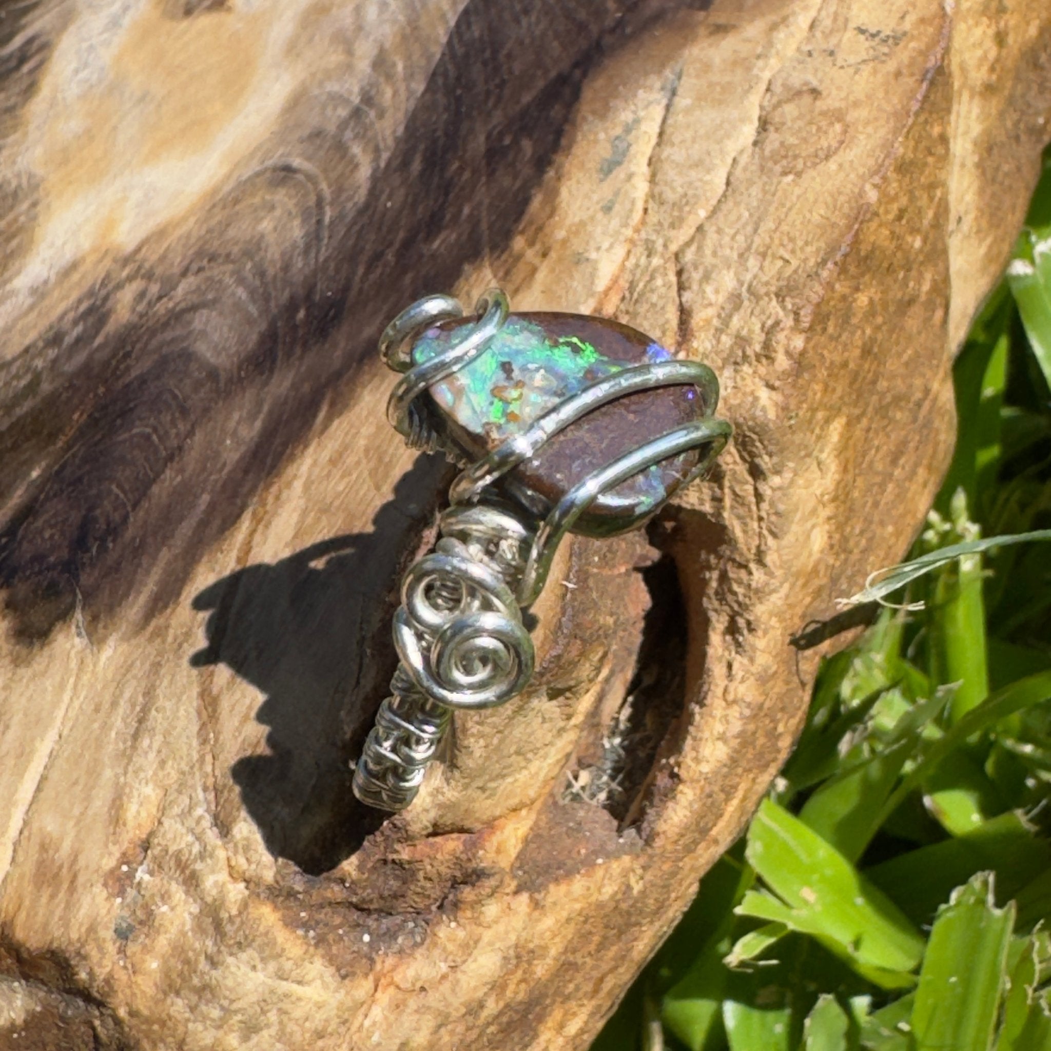 Ironstone Twist – 5.2ct Queensland Boulder Opal Ring