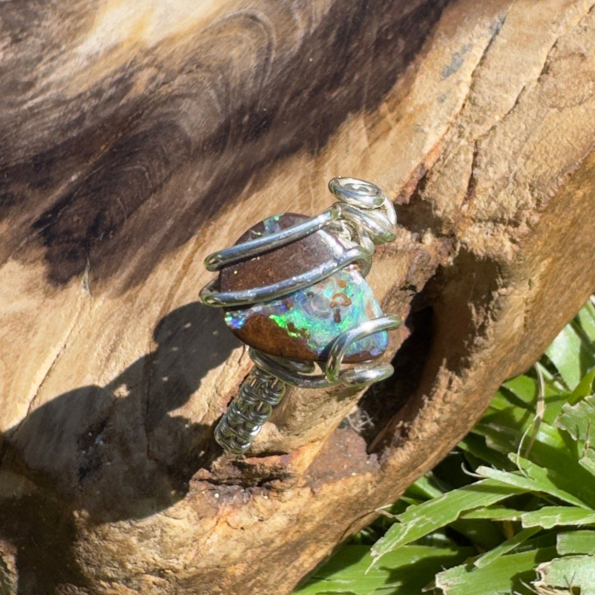 Ironstone Twist – 5.2ct Queensland Boulder Opal Ring