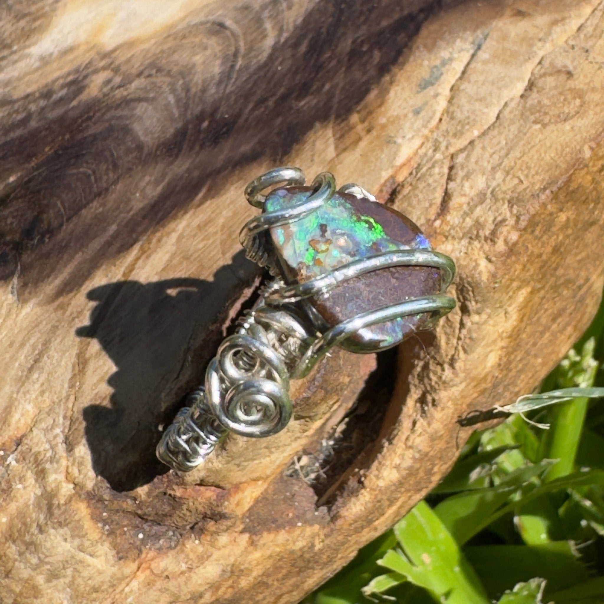 Ironstone Twist – 5.2ct Queensland Boulder Opal Ring