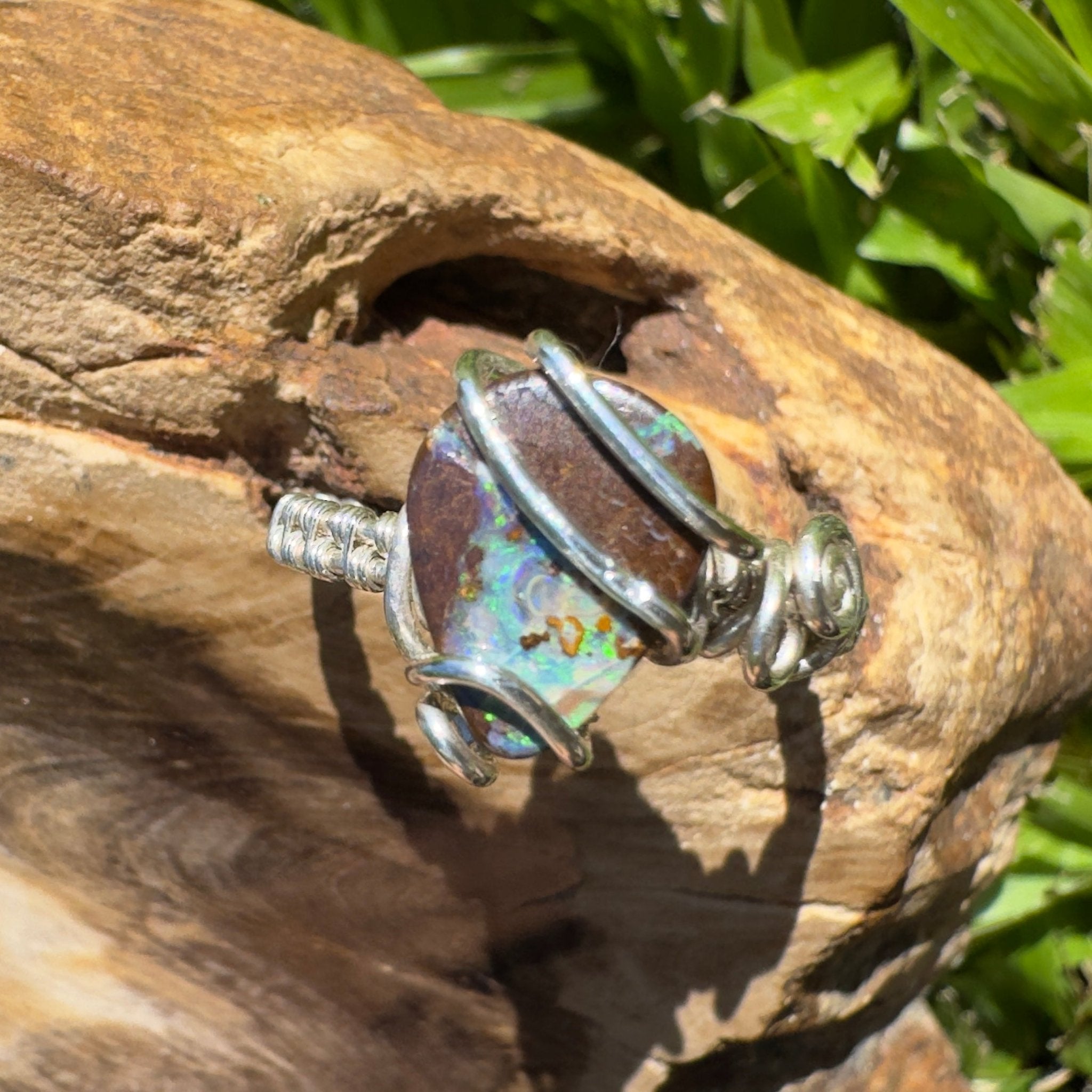 Ironstone Twist – 5.2ct Queensland Boulder Opal Ring
