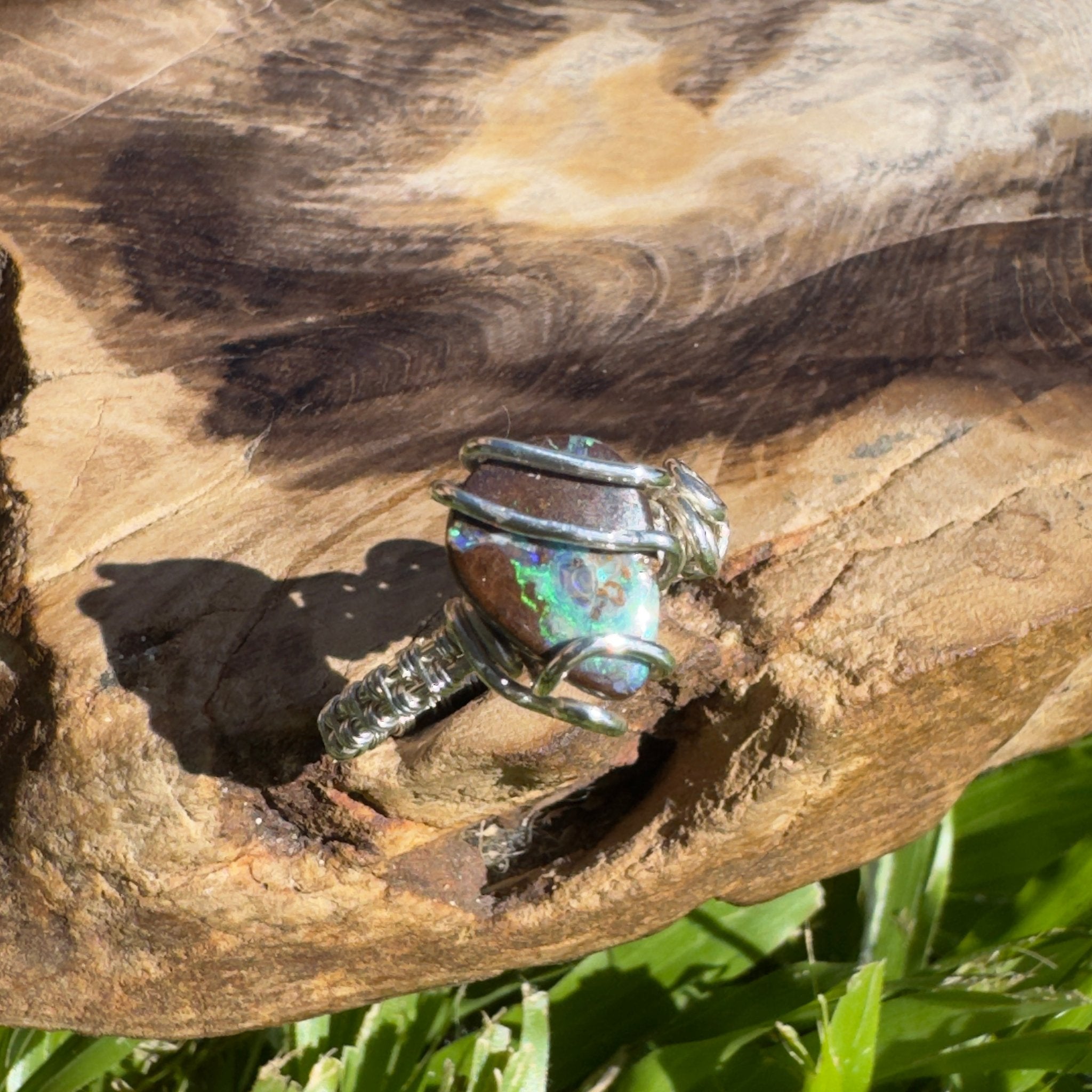 Ironstone Twist – 5.2ct Queensland Boulder Opal Ring