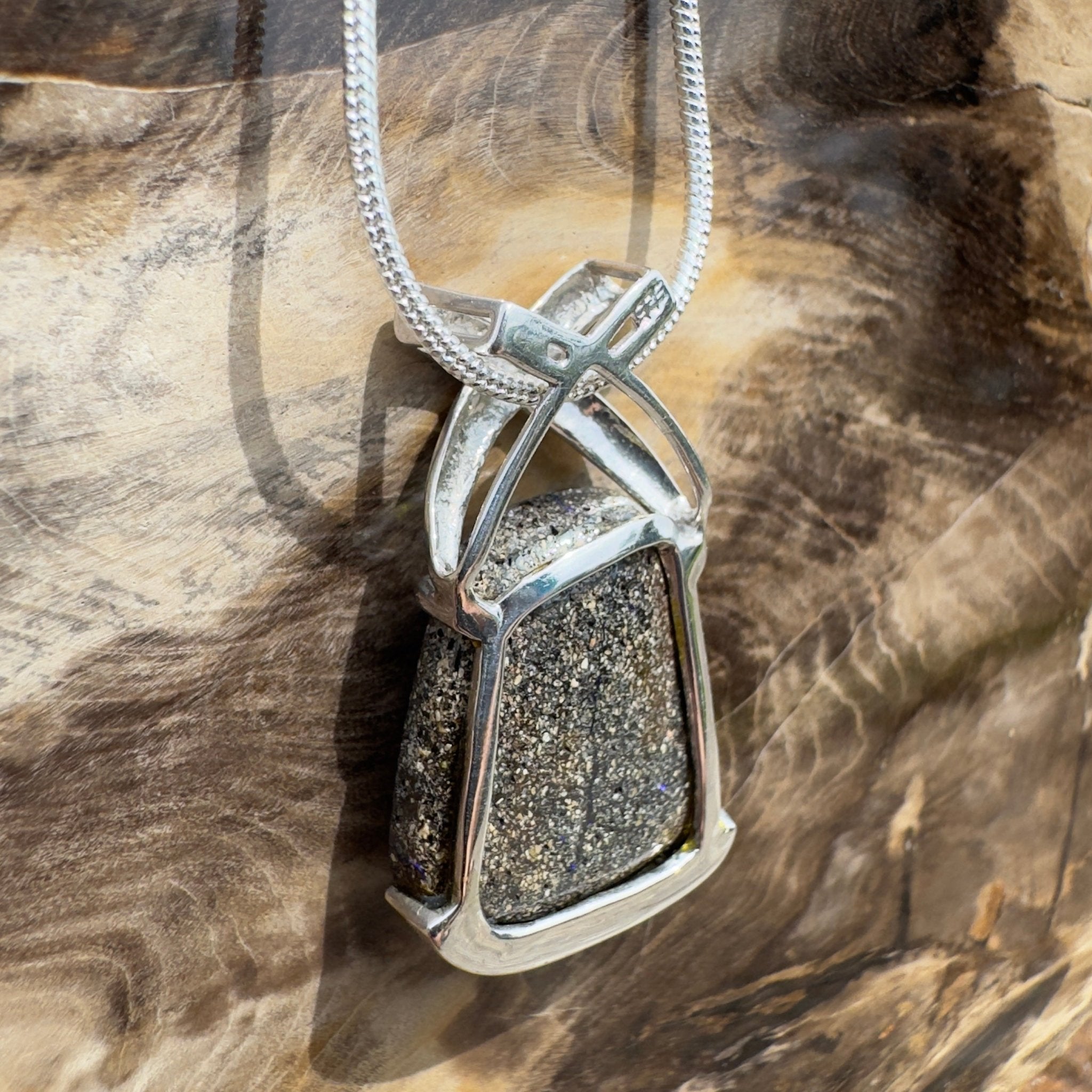Isa Range Skyline ~ Queensland Boulder Opal 925 Sterling Silver Pendant Necklace