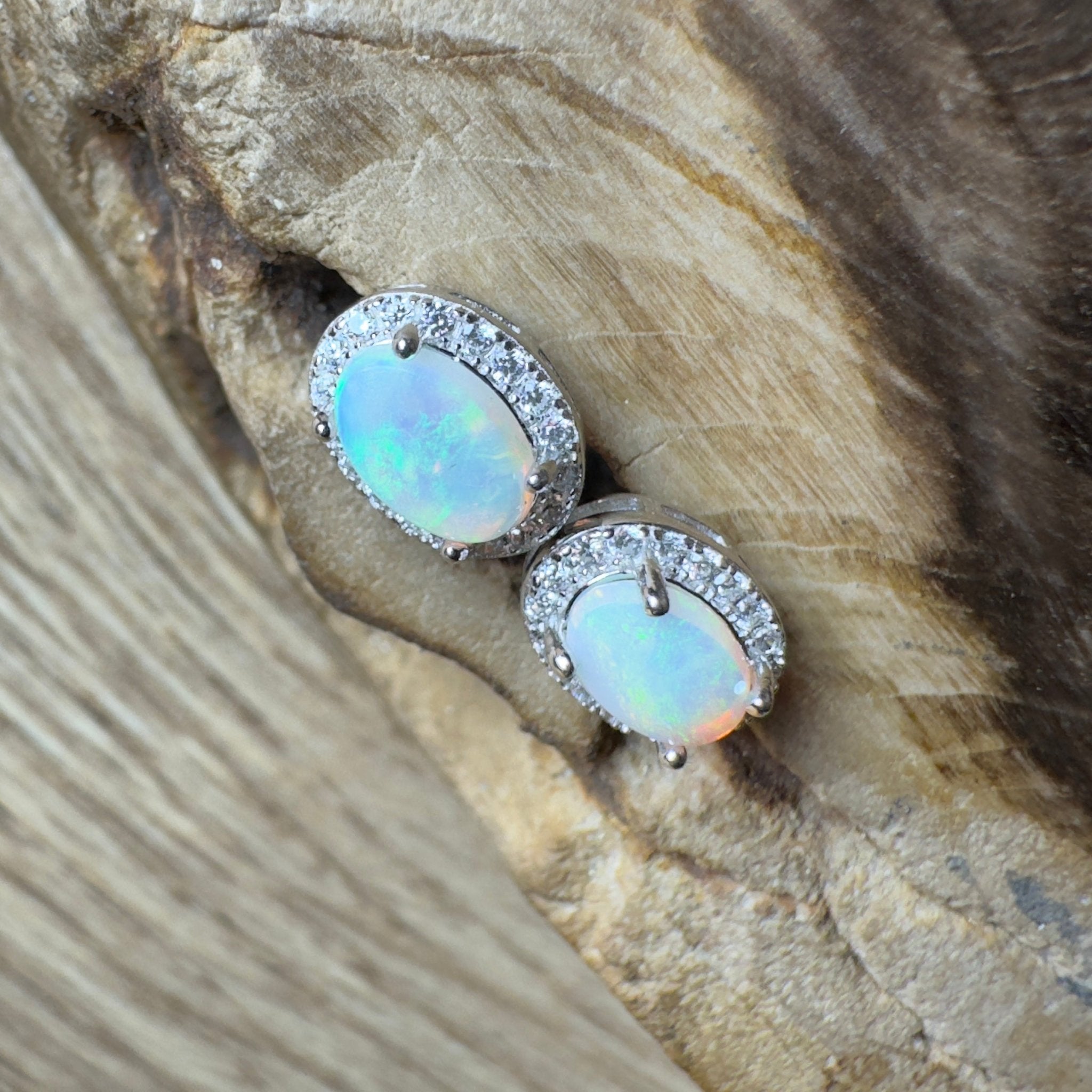 Island Blues ~ 1.2ct Solid Lightning Ridge Opal Earrings