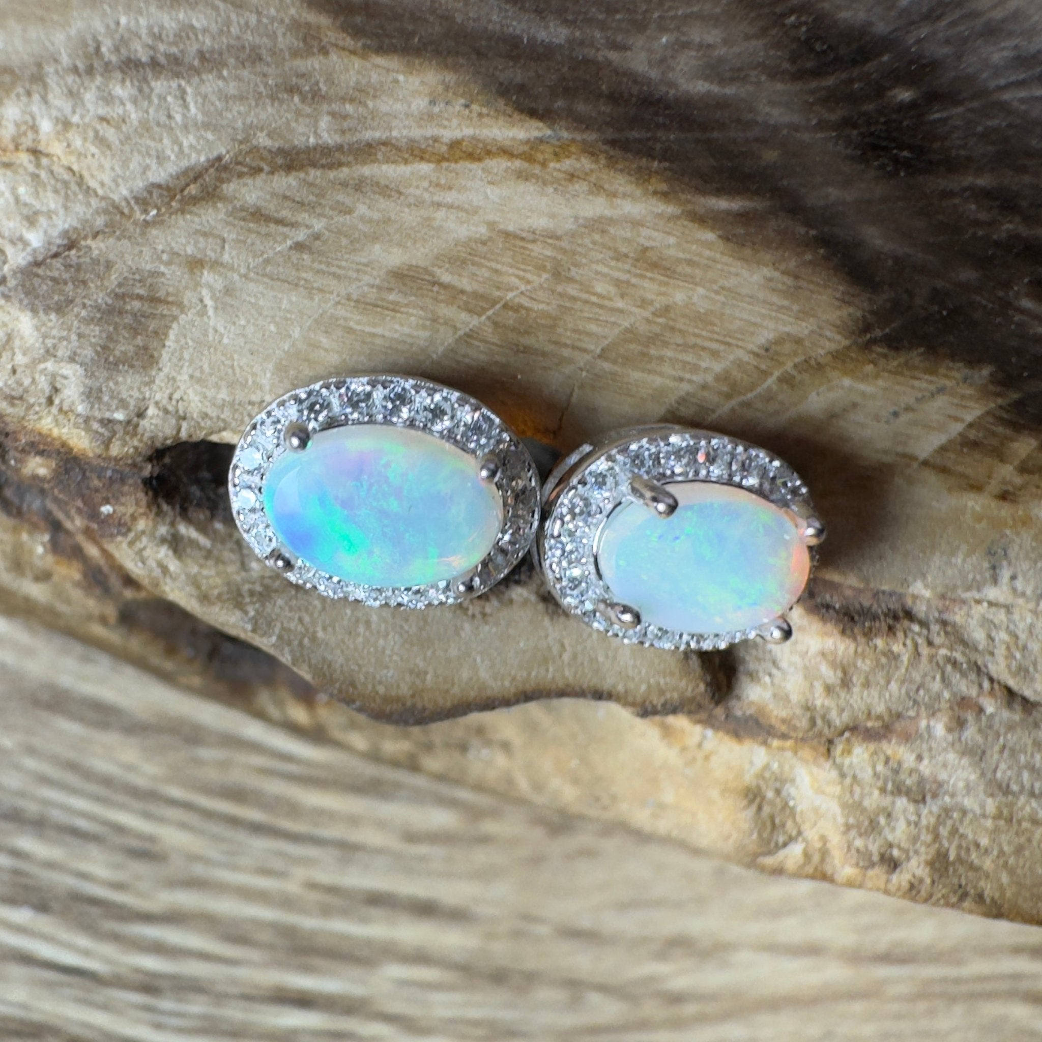 Island Blues ~ 1.2ct Solid Lightning Ridge Opal Earrings