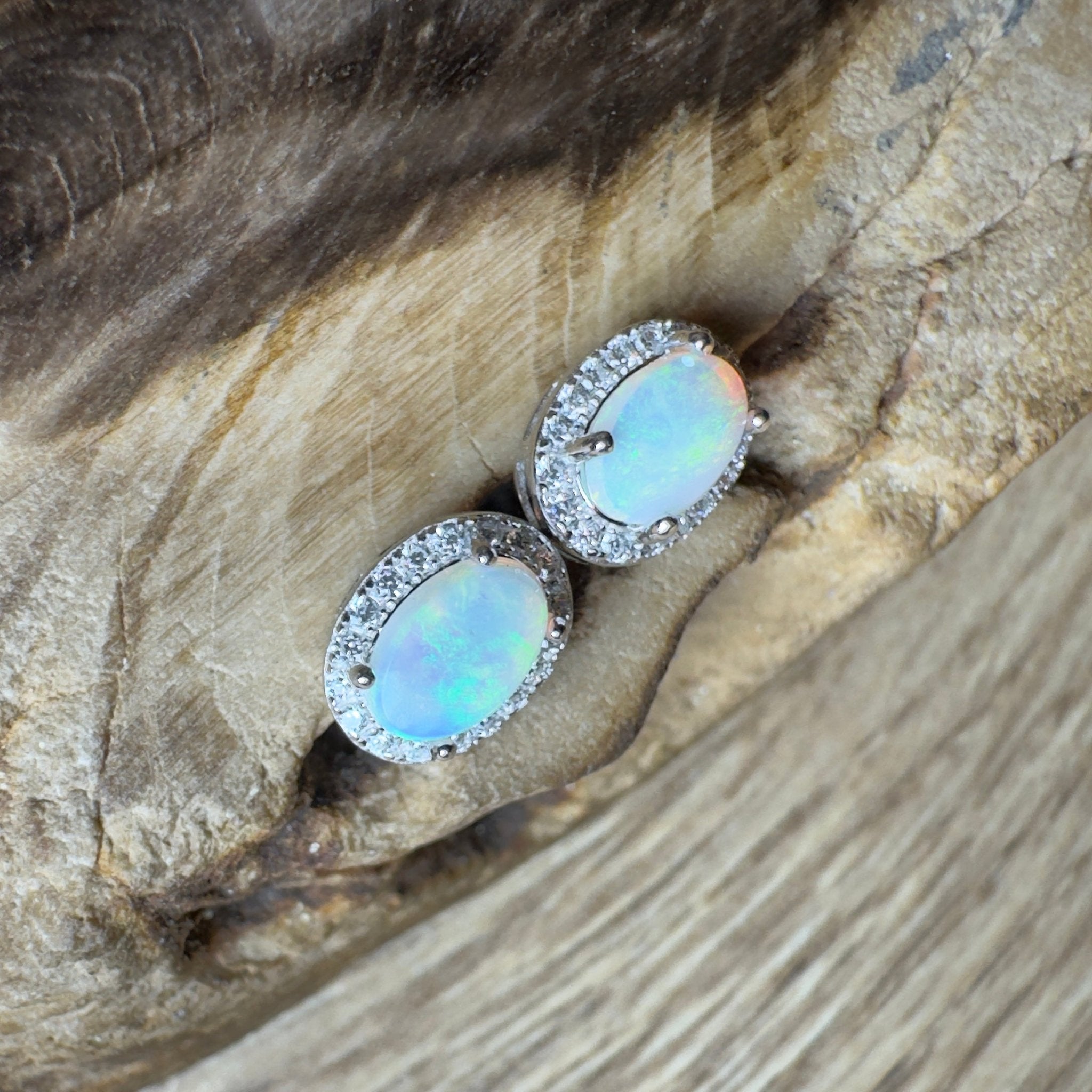 Island Blues ~ 1.2ct Solid Lightning Ridge Opal Earrings