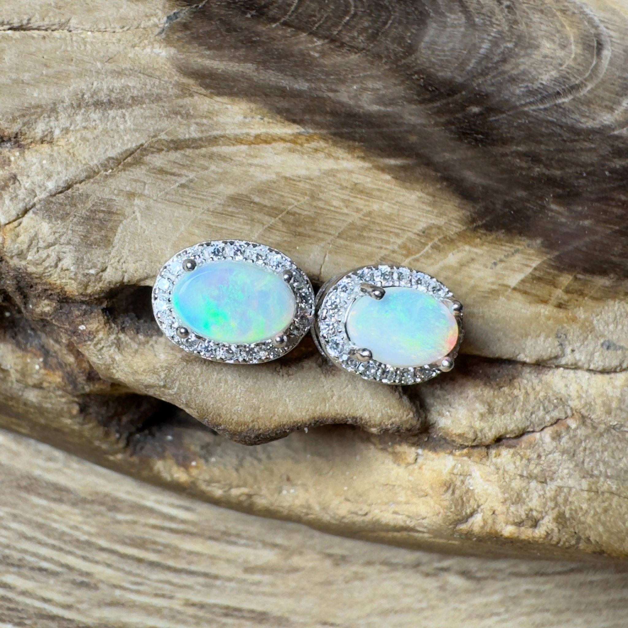 Island Blues ~ 1.2ct Solid Lightning Ridge Opal Earrings