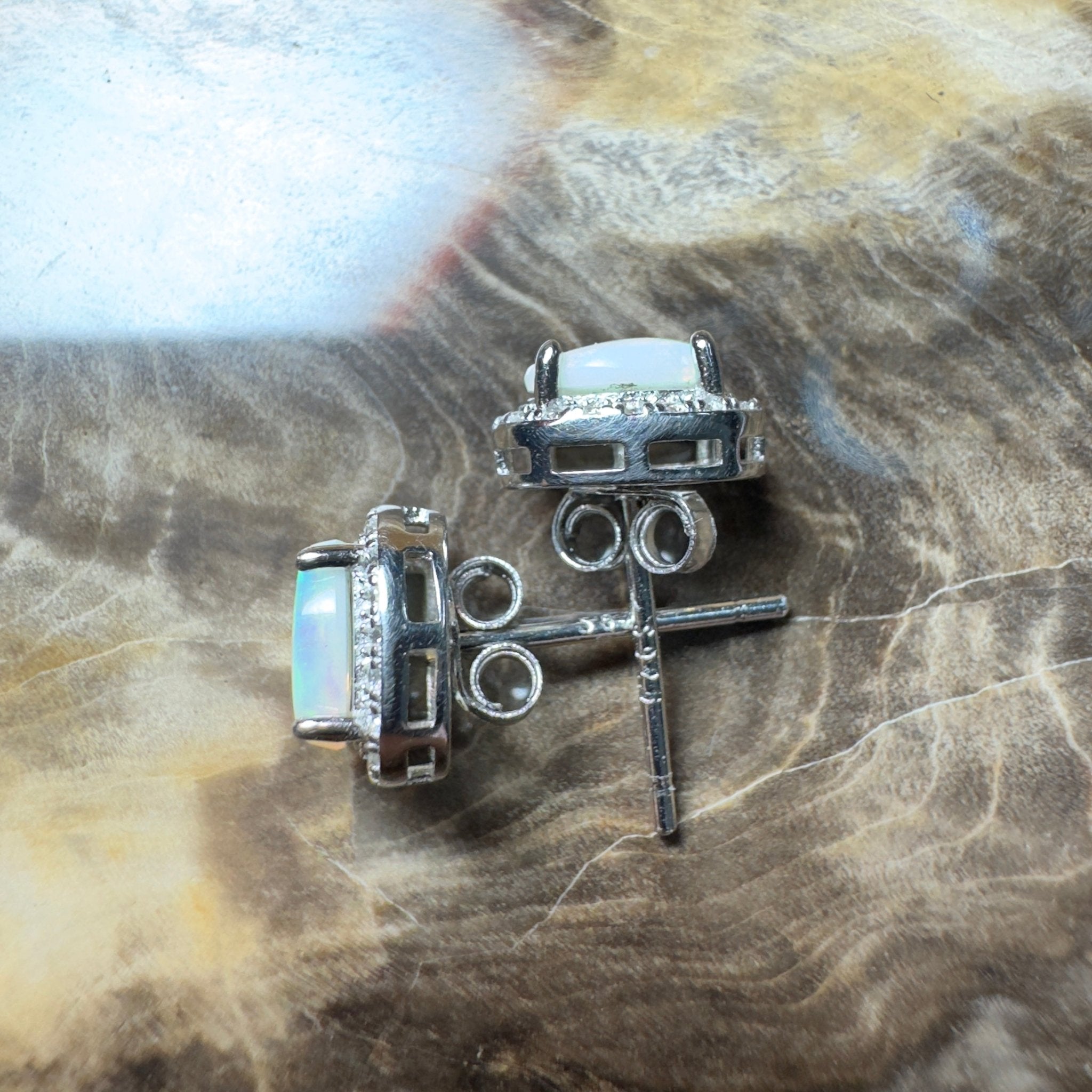 Island Blues ~ 1.2ct Solid Lightning Ridge Opal Earrings