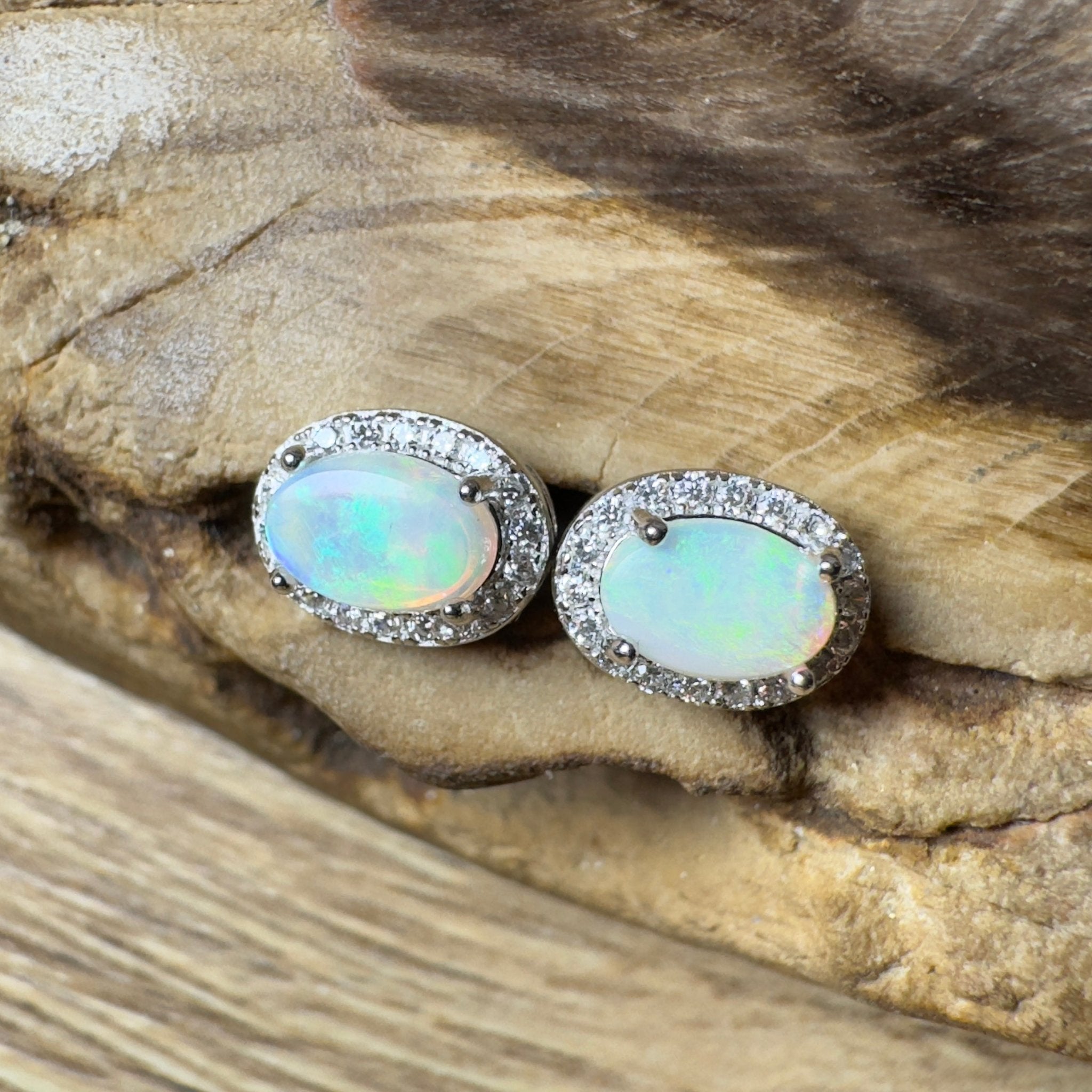 Island Blues ~ 1.2ct Solid Lightning Ridge Opal Earrings