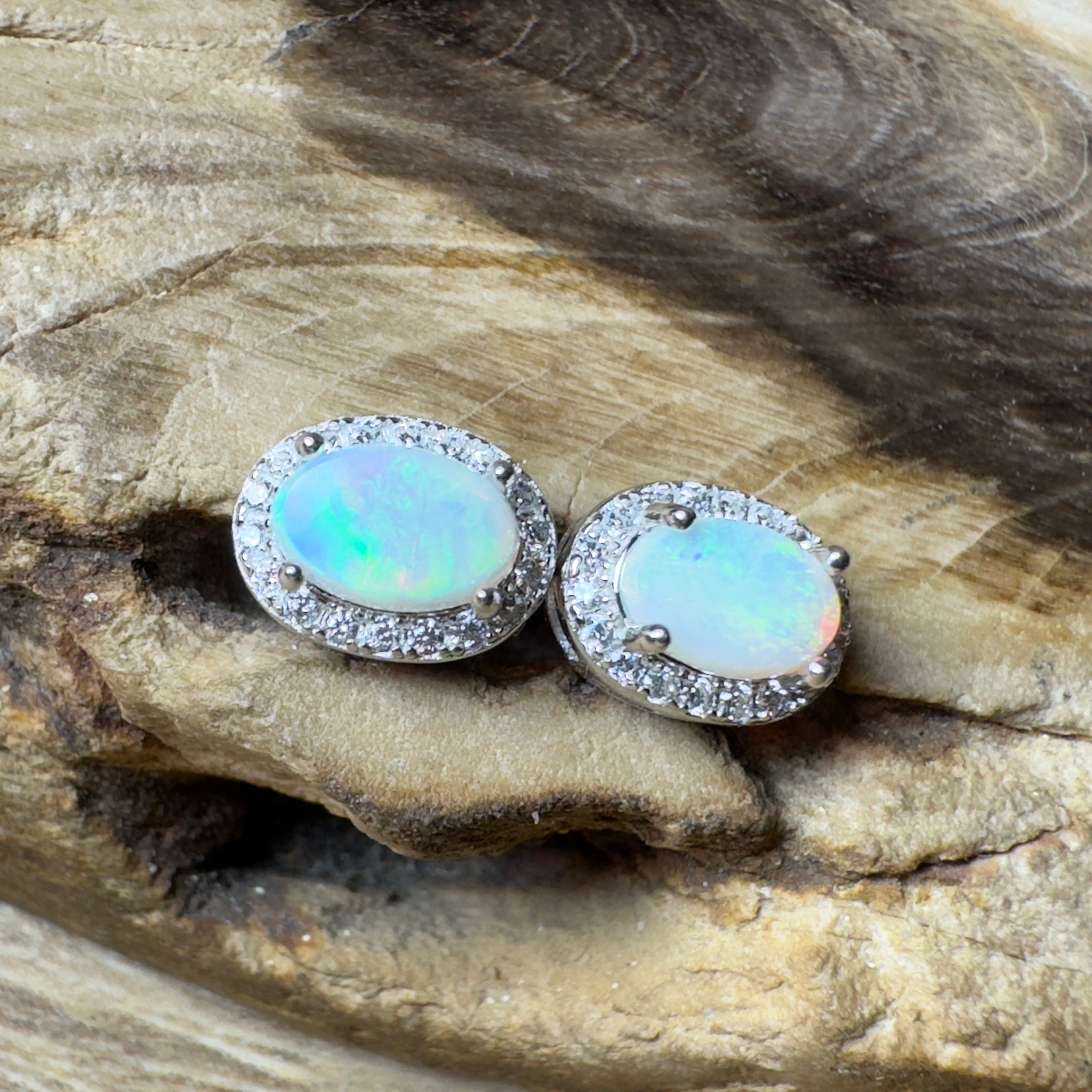 Island Blues ~ 1.2ct Solid Lightning Ridge Opal Earrings