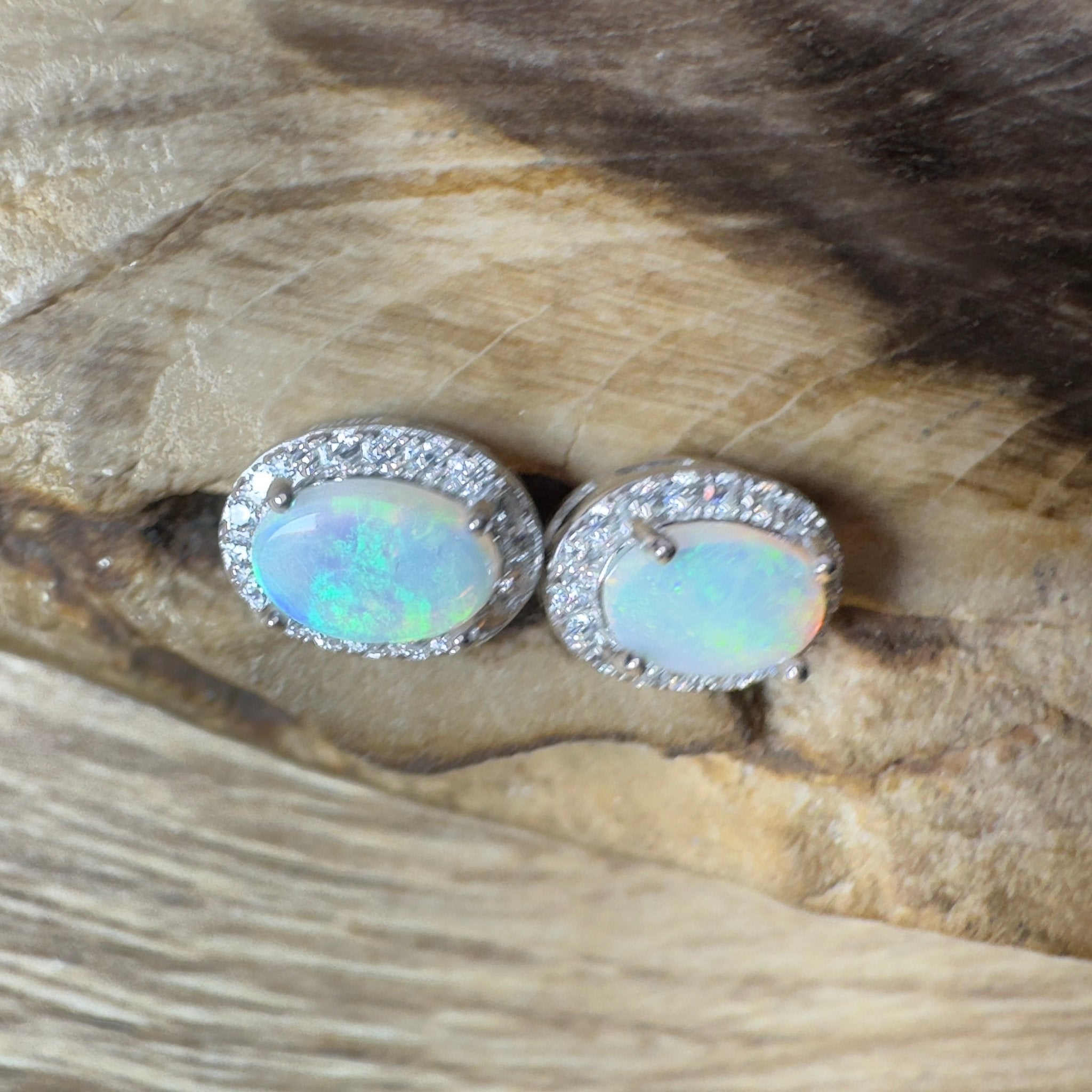 Island Blues ~ 1.2ct Solid Lightning Ridge Opal Earrings