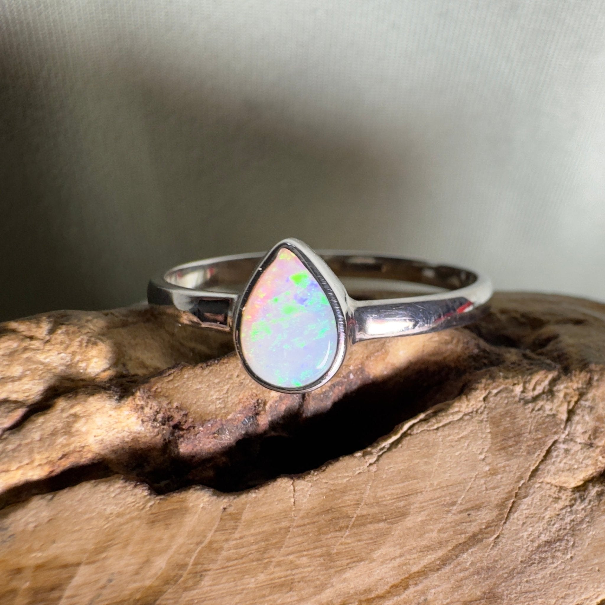 Jervis Bay Clearwater – 0.7ct Solid Lightning Ridge Crystal Opal 925 Sterling Silver Ring