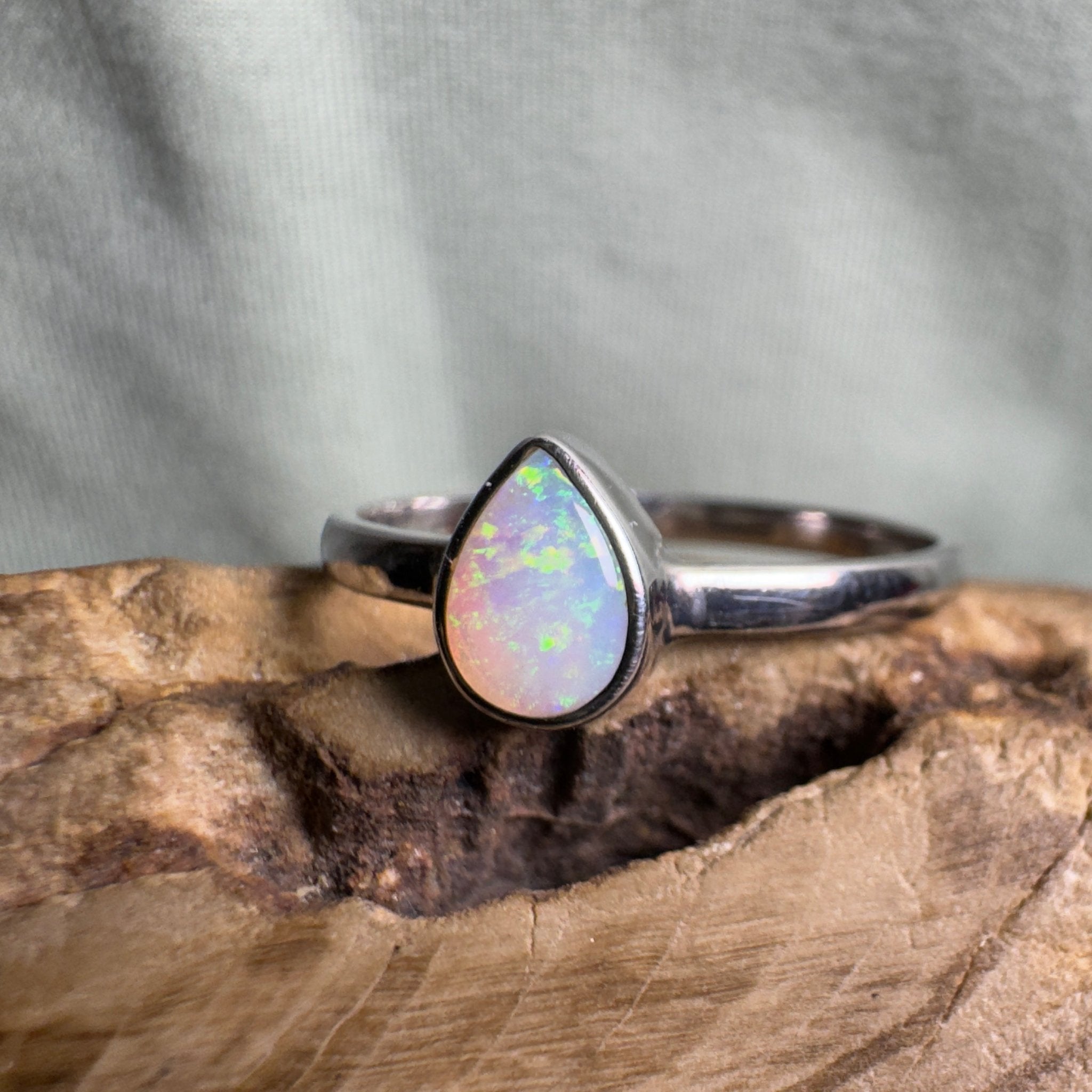 Jervis Bay Clearwater – 0.7ct Solid Lightning Ridge Crystal Opal 925 Sterling Silver Ring