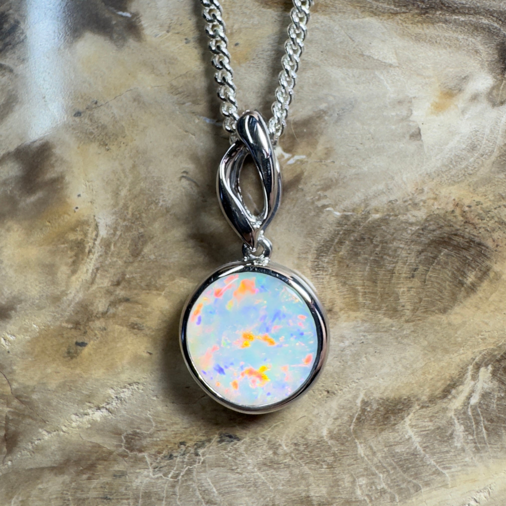 Kakadu Firestorm ~ 1.8ct Coober Pedy Opal 925 Silver Pendant