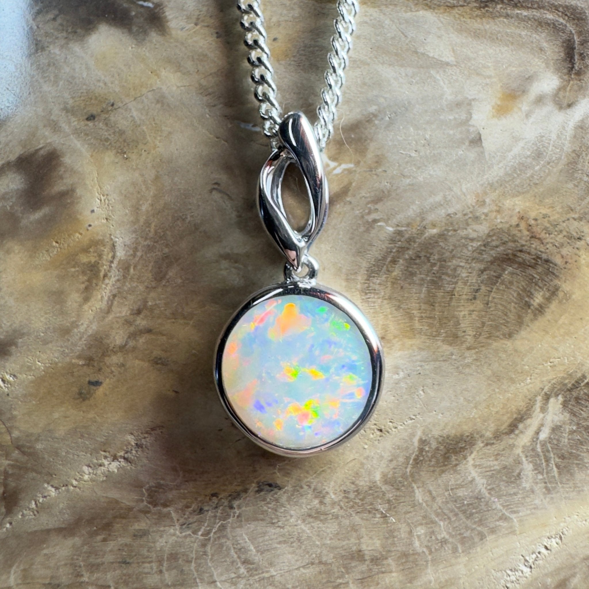 Kakadu Firestorm ~ 1.8ct Coober Pedy Opal 925 Silver Pendant