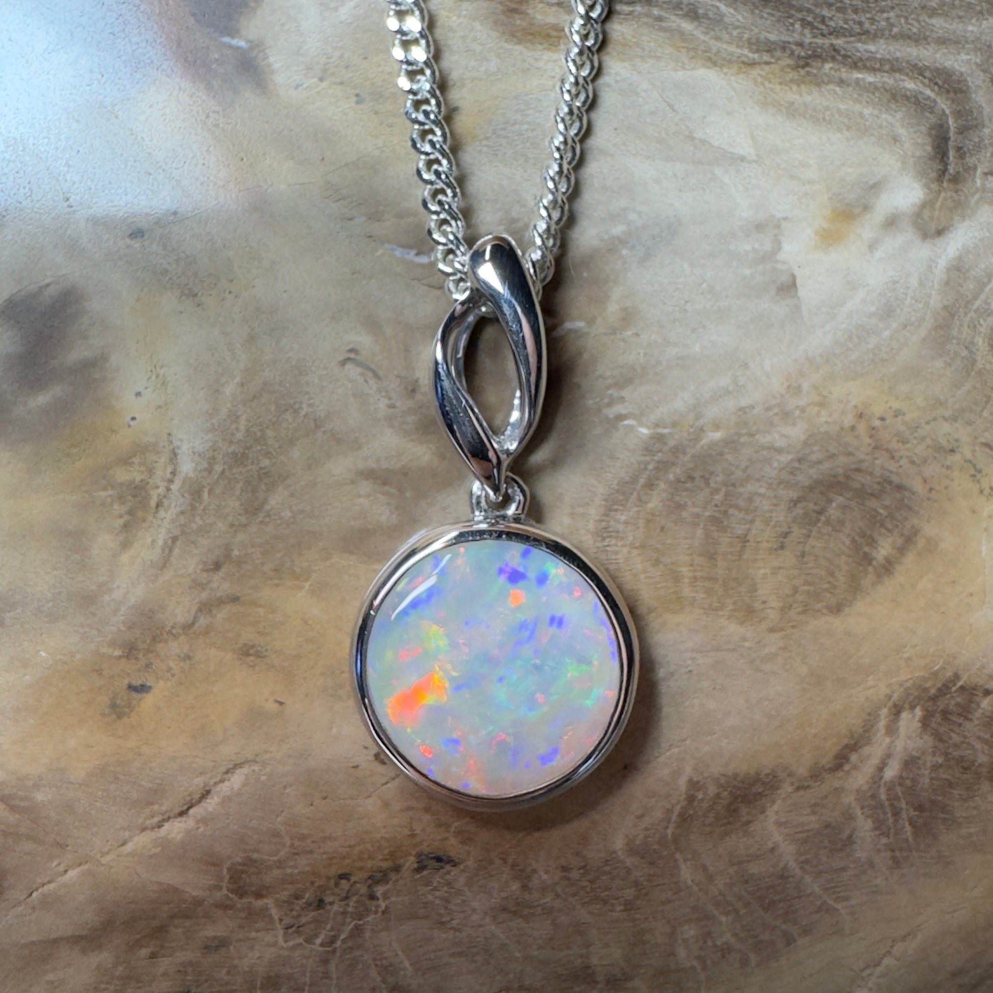 Kakadu Firestorm ~ 1.8ct Coober Pedy Opal 925 Silver Pendant