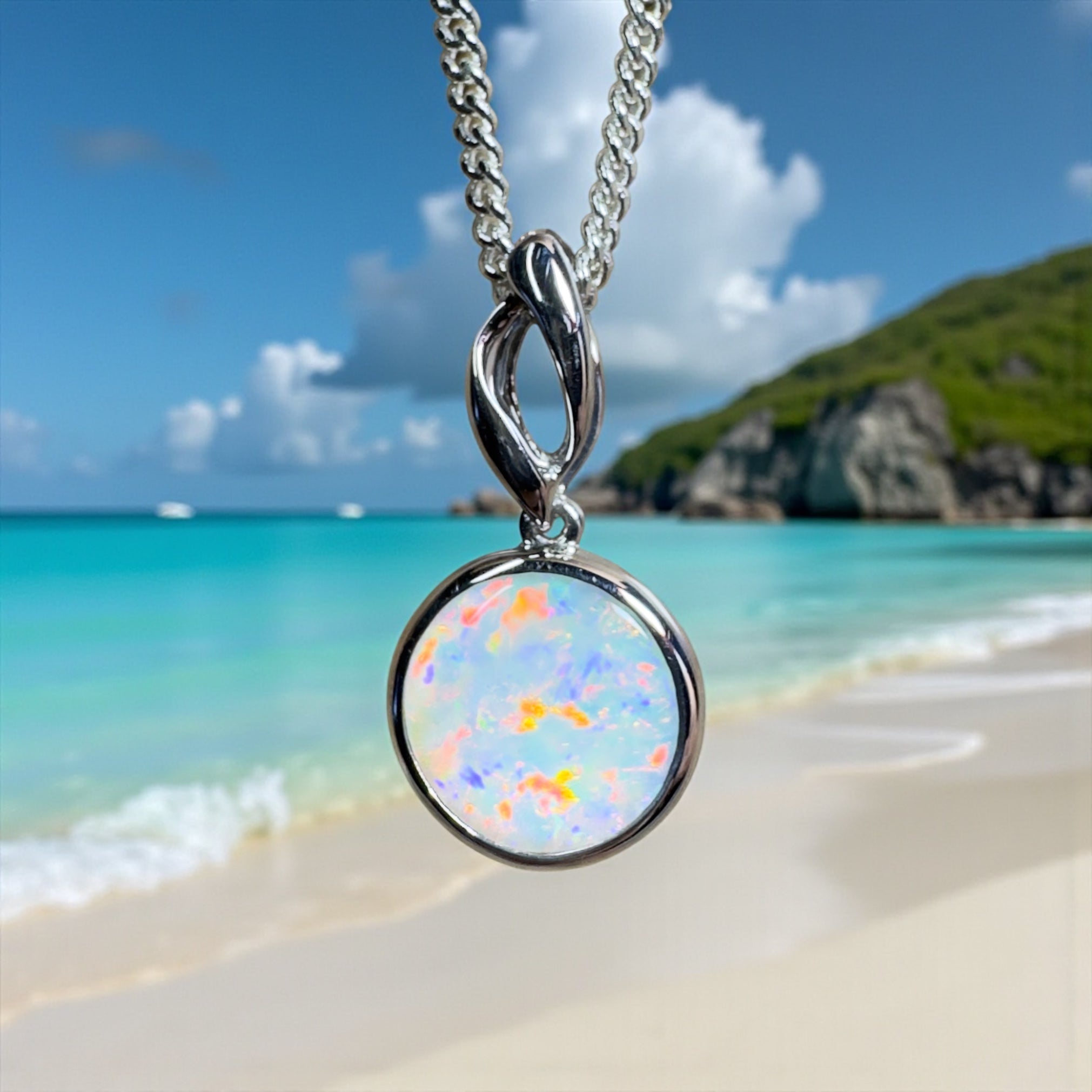 Kakadu Firestorm ~ 1.8ct Coober Pedy Opal 925 Silver Pendant