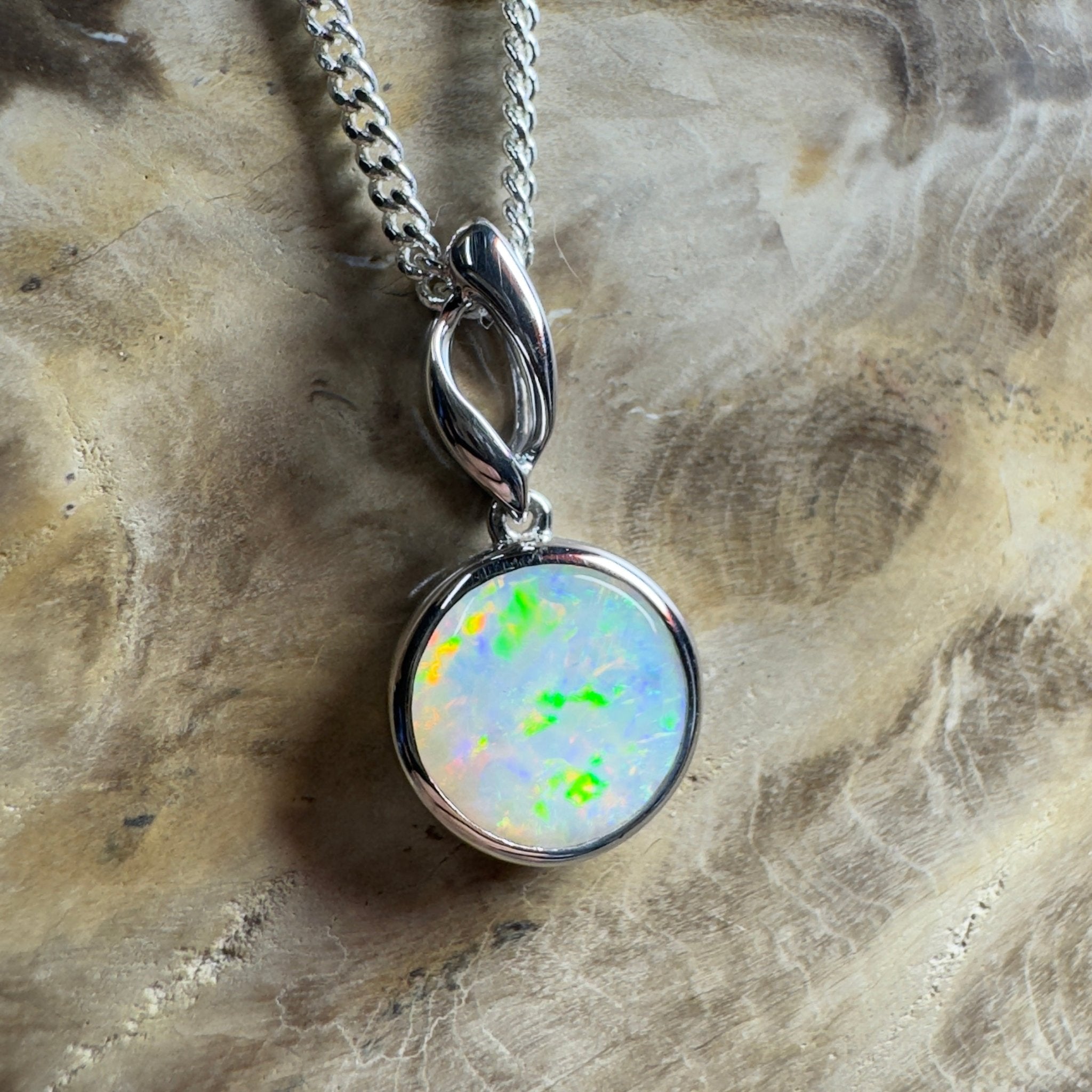 Kakadu Firestorm ~ 1.8ct Coober Pedy Opal 925 Silver Pendant