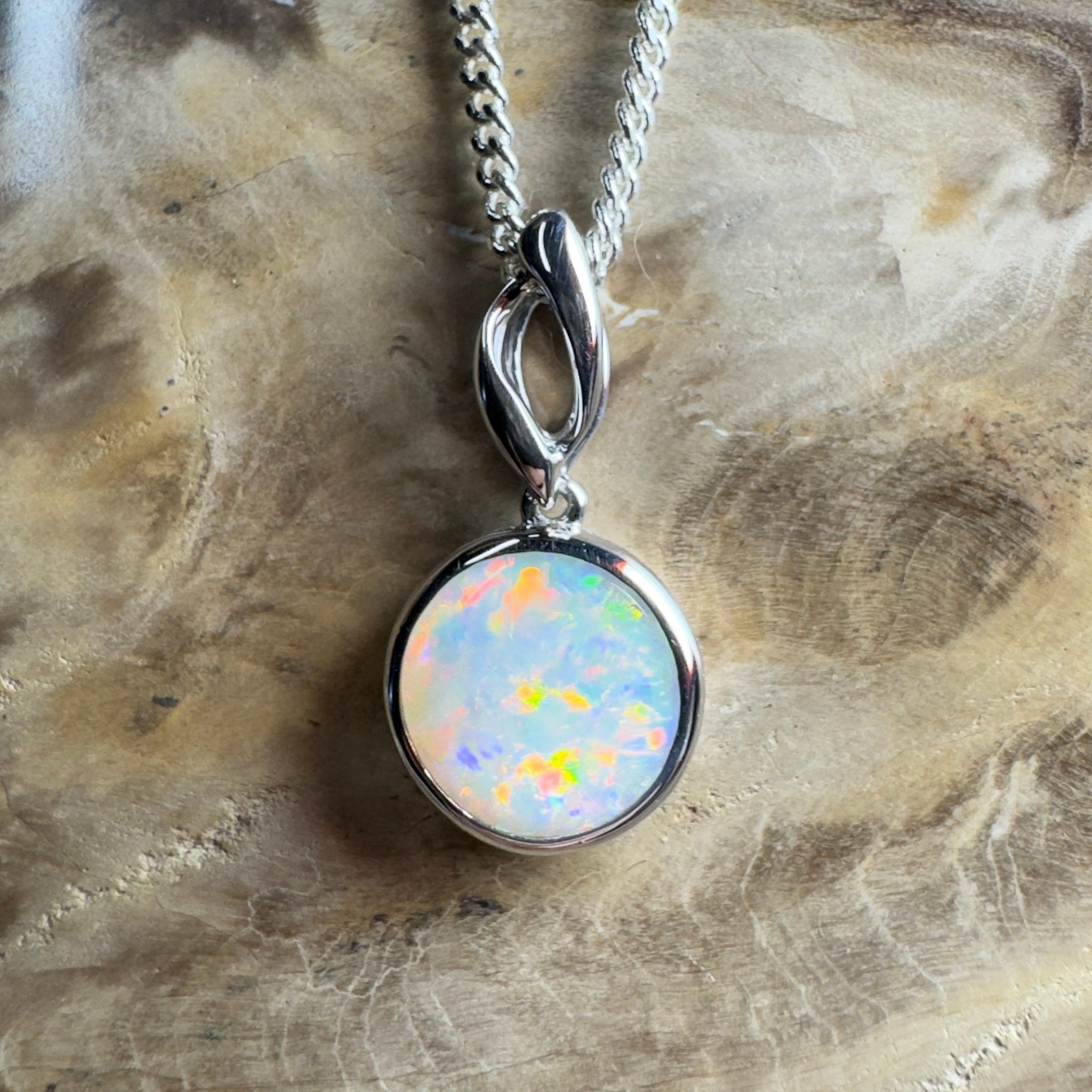 Kakadu Firestorm ~ 1.8ct Coober Pedy Opal 925 Silver Pendant