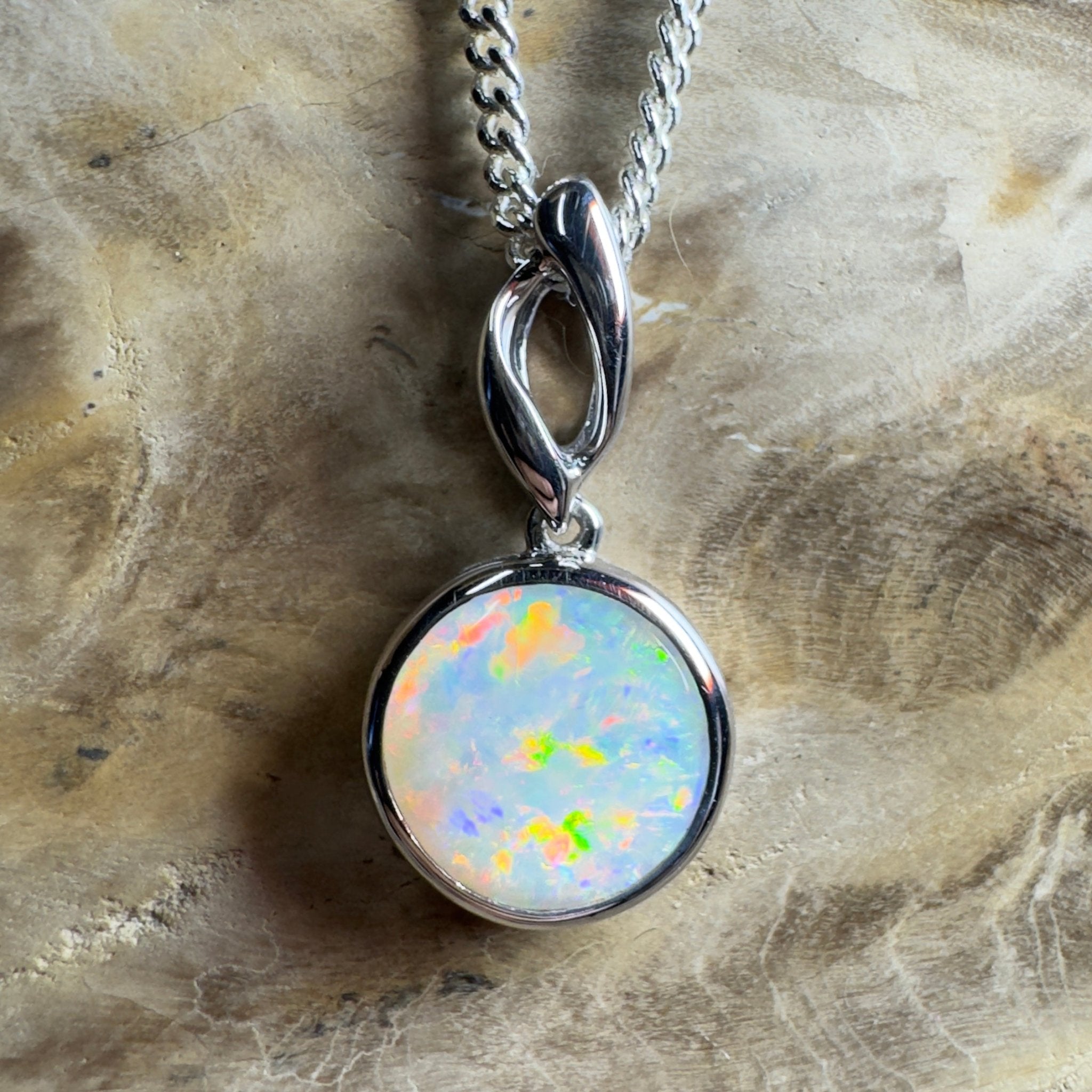Kakadu Firestorm ~ 1.8ct Coober Pedy Opal 925 Silver Pendant