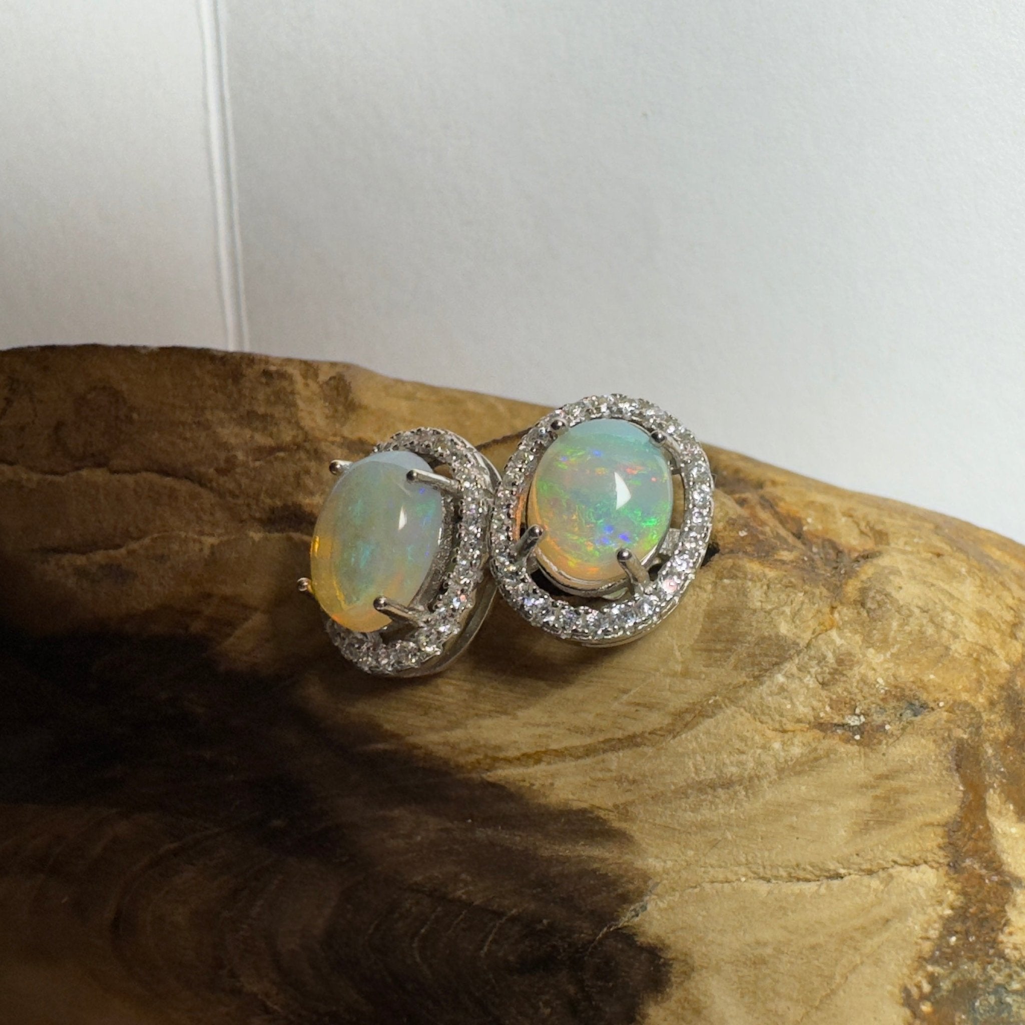 Kakadu Spark ~ 1.6ct Coober Pedy Opal Sterling Silver Earrings