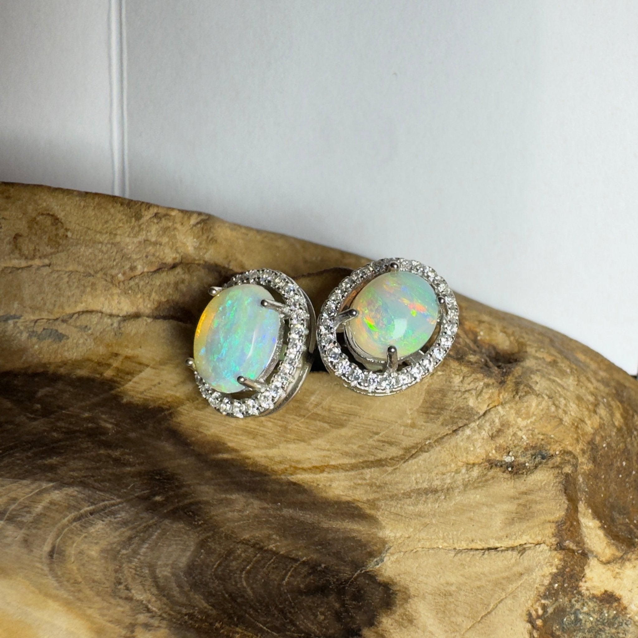 Kakadu Spark ~ 1.6ct Coober Pedy Opal Sterling Silver Earrings