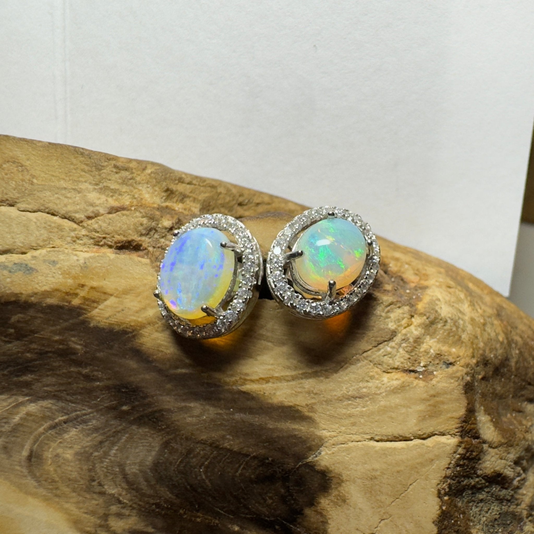Kakadu Spark ~ 1.6ct Coober Pedy Opal Sterling Silver Earrings