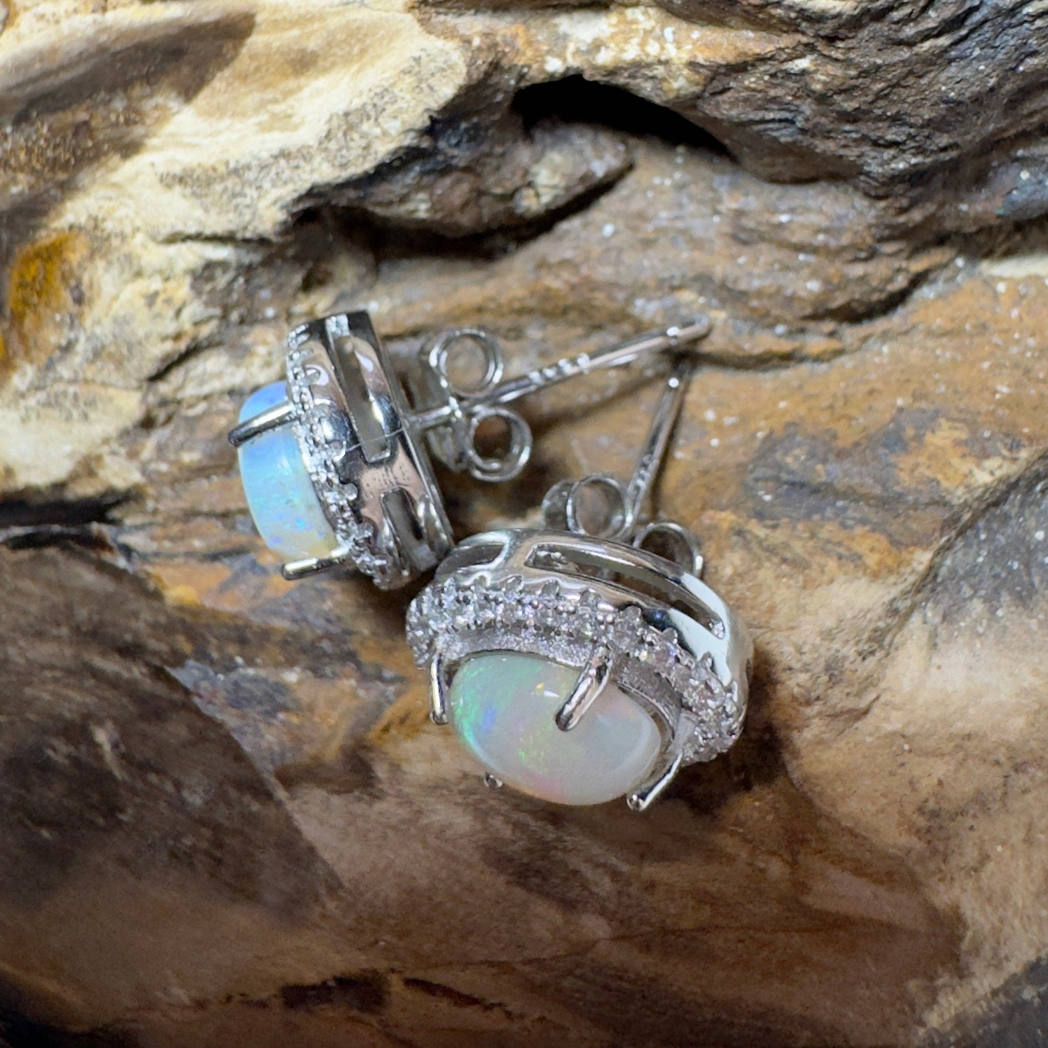Kakadu Spark ~ 1.6ct Coober Pedy Opal Sterling Silver Earrings