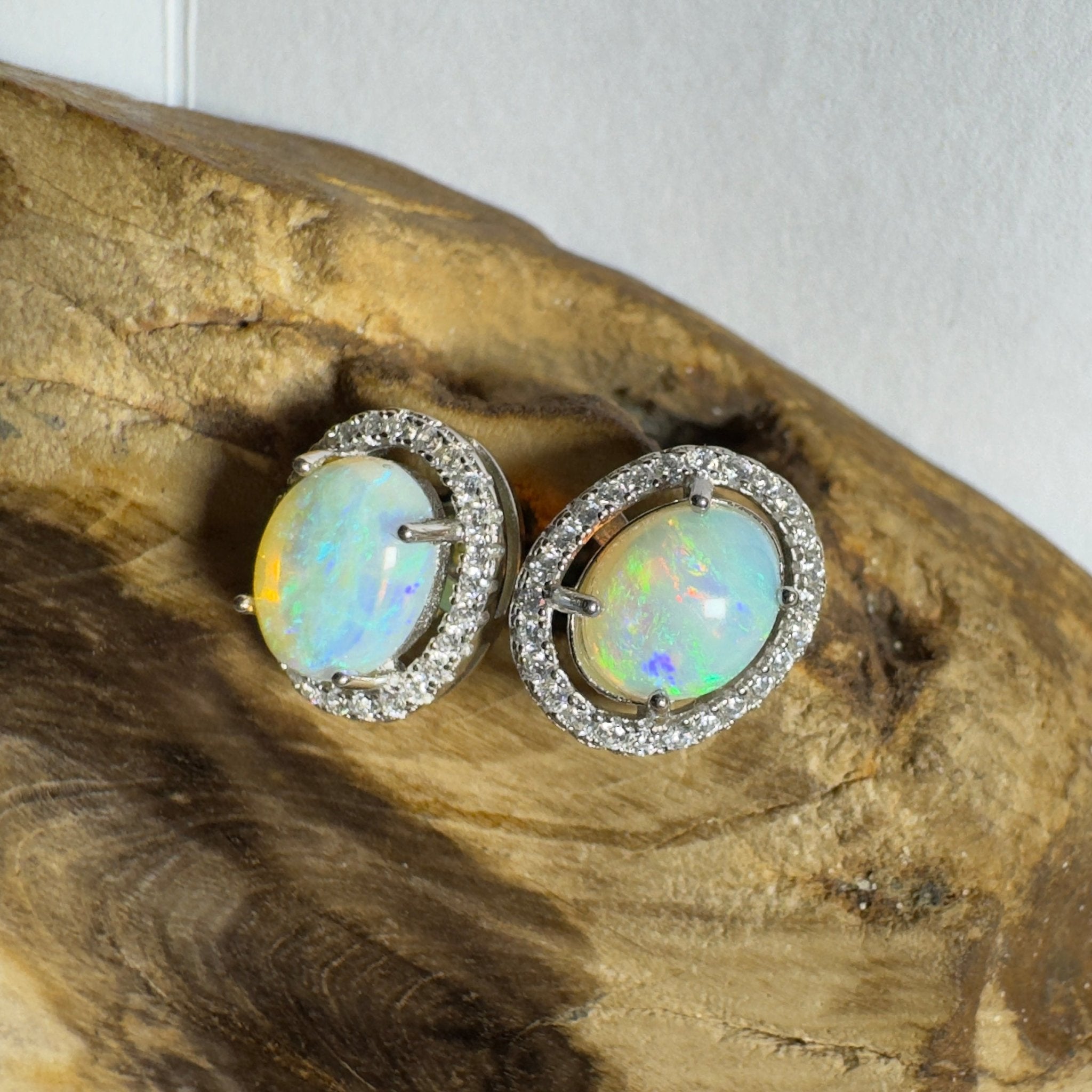 Kakadu Spark ~ 1.6ct Coober Pedy Opal Sterling Silver Earrings