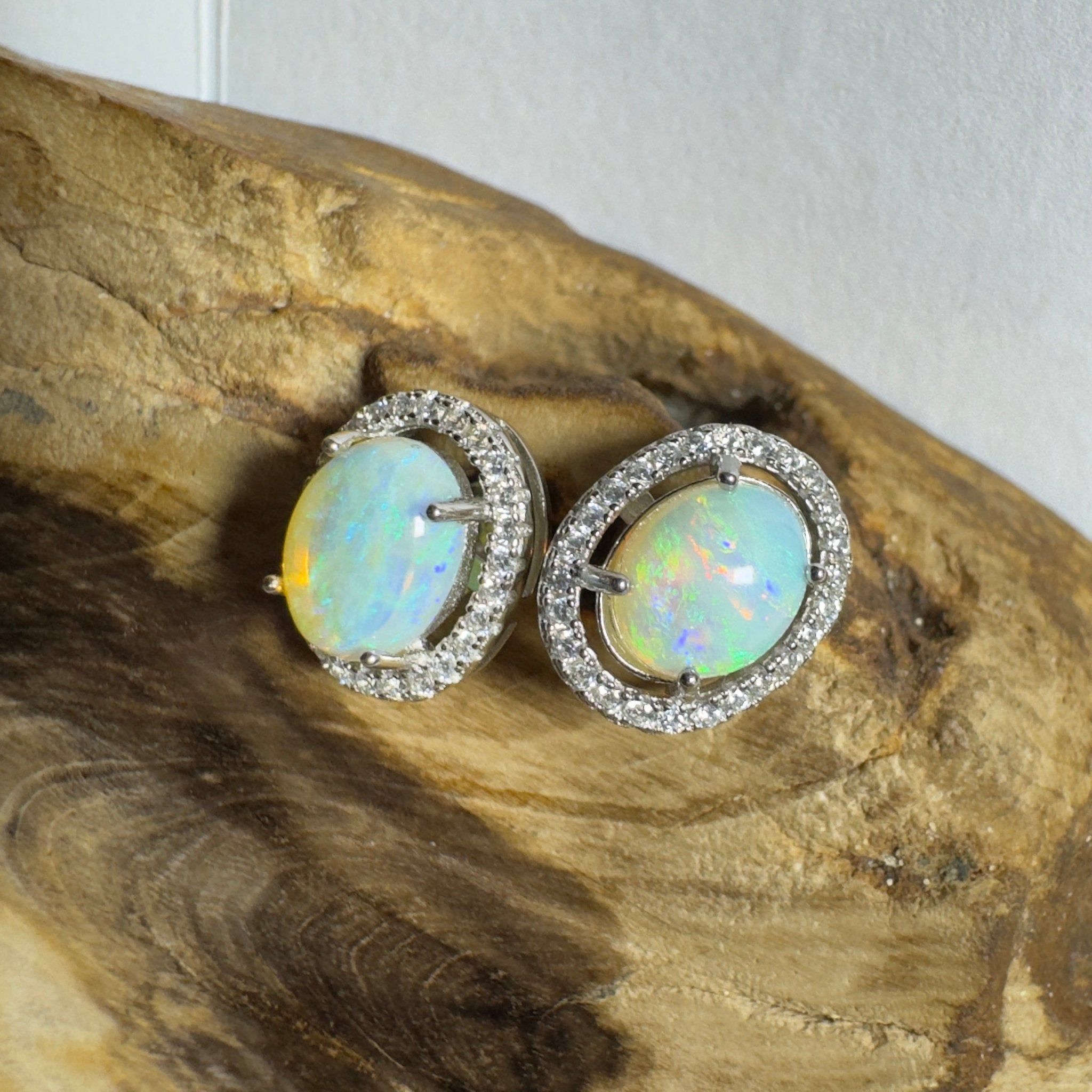 Kakadu Spark ~ 1.6ct Coober Pedy Opal Sterling Silver Earrings