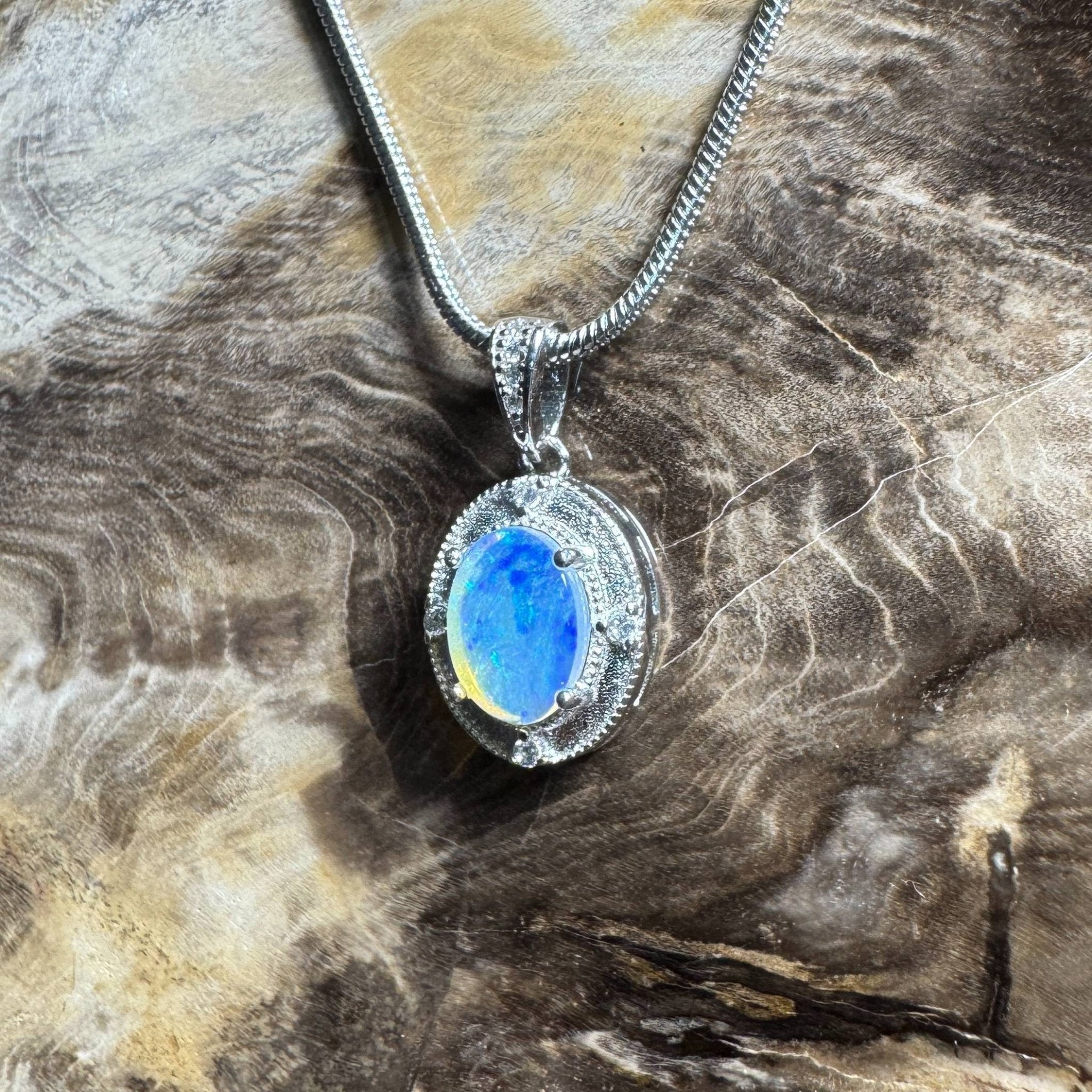 Kakadu Twilight ~ 0.8ct Solid Lightning Ridge Opal 925 Silver Pendant Necklace