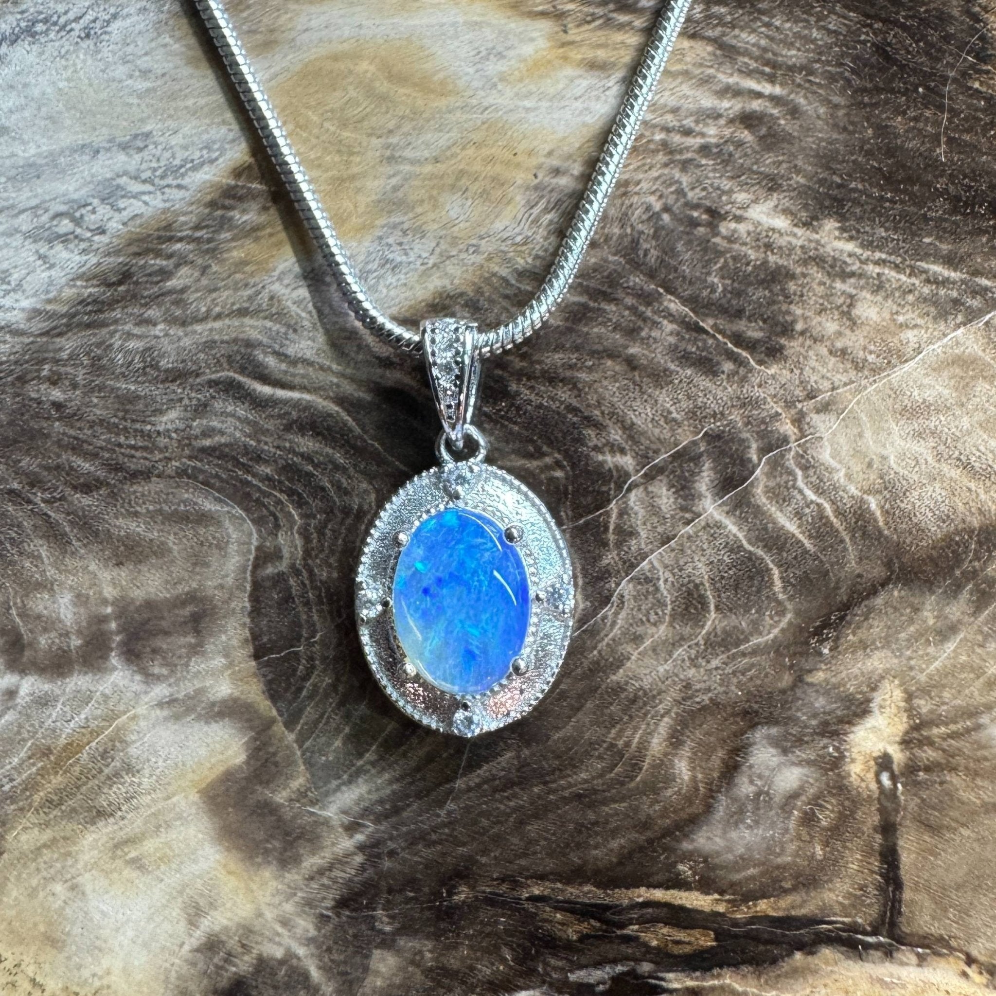 Kakadu Twilight ~ 0.8ct Solid Lightning Ridge Opal 925 Silver Pendant Necklace