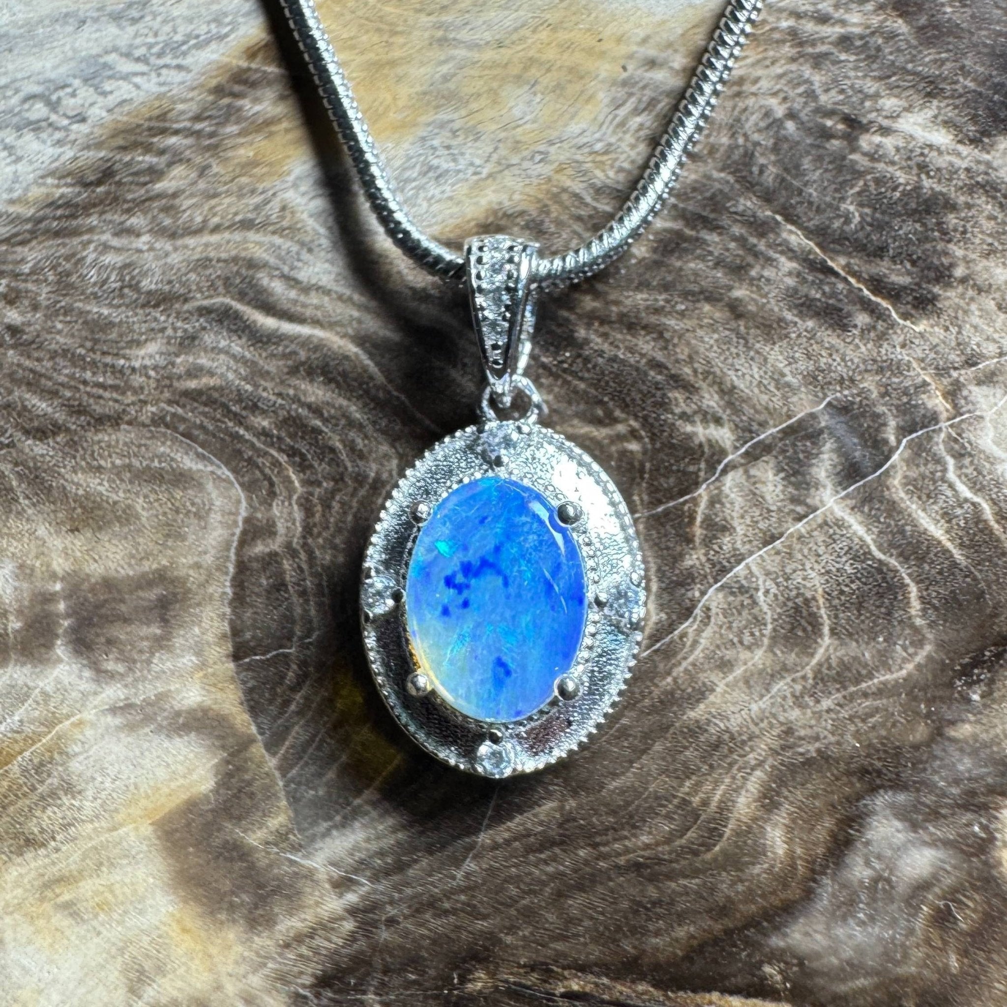 Kakadu Twilight ~ 0.8ct Solid Lightning Ridge Opal 925 Silver Pendant Necklace