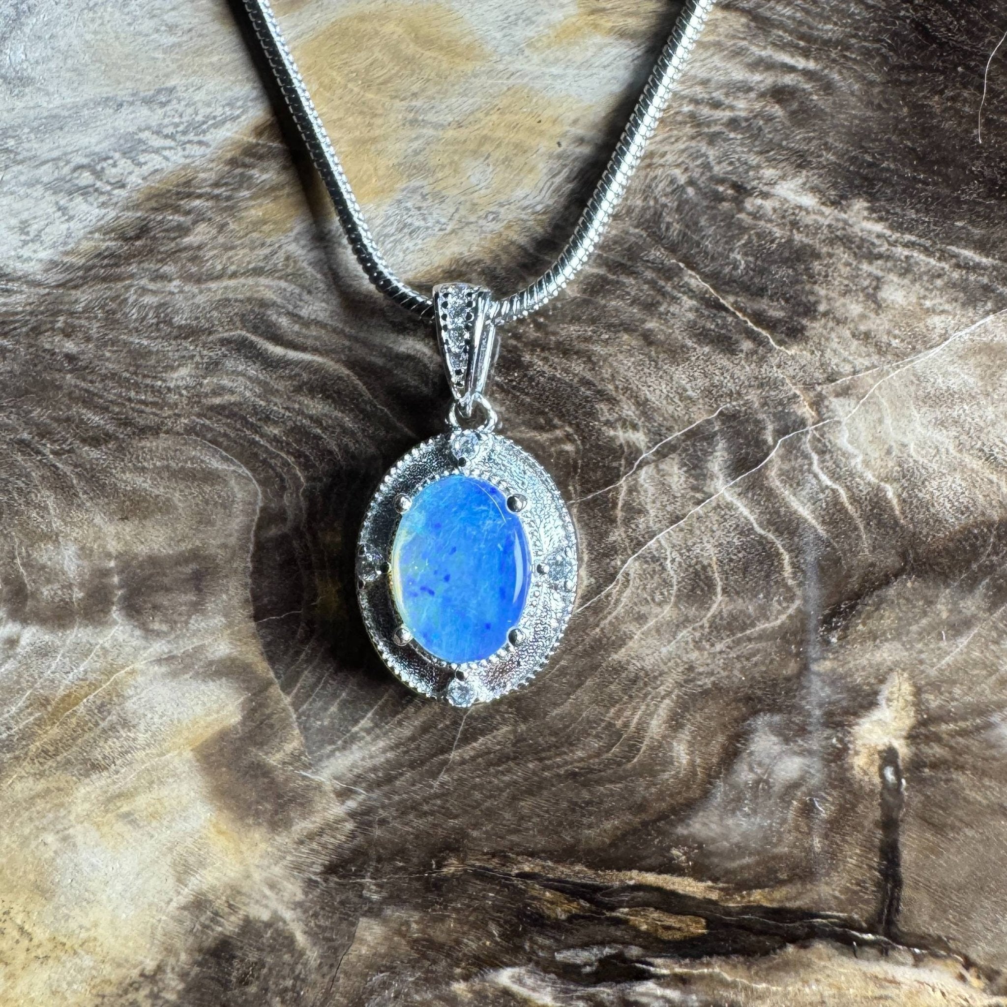 Kakadu Twilight ~ 0.8ct Solid Lightning Ridge Opal 925 Silver Pendant Necklace