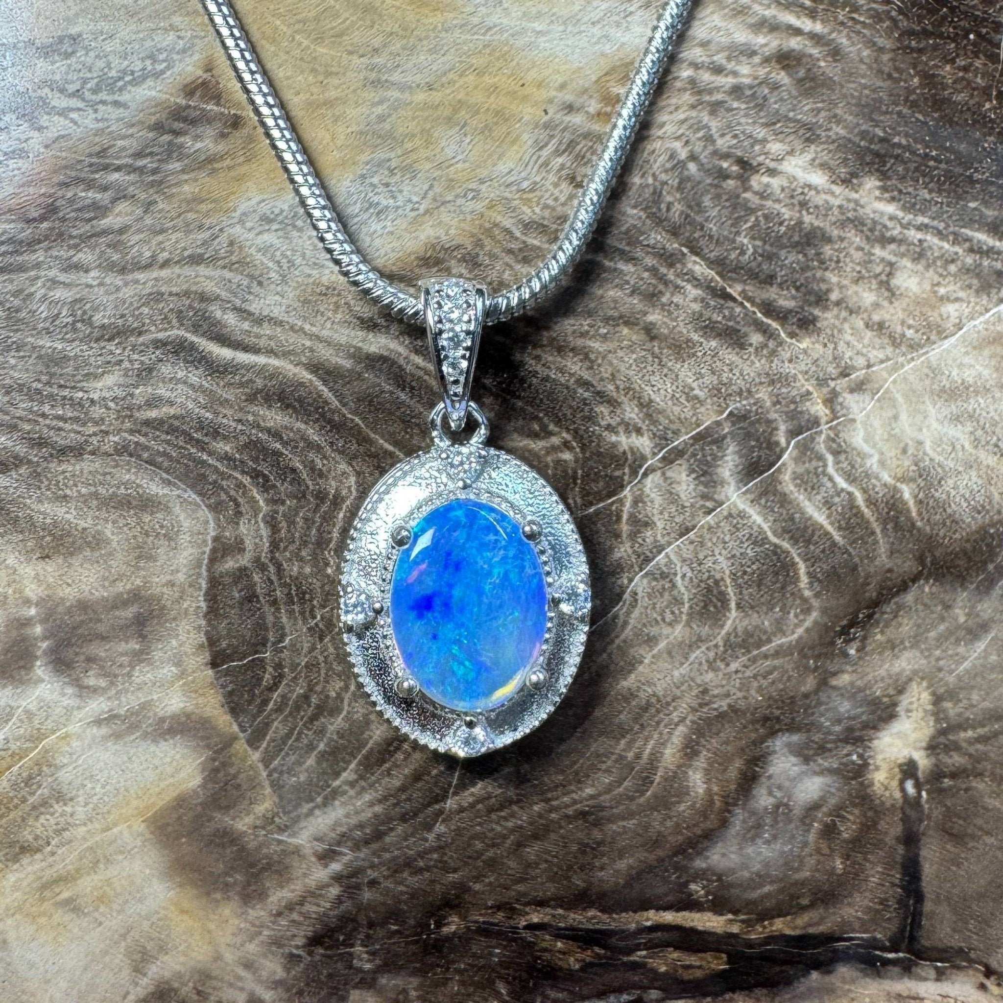 Kakadu Twilight ~ 0.8ct Solid Lightning Ridge Opal 925 Silver Pendant Necklace