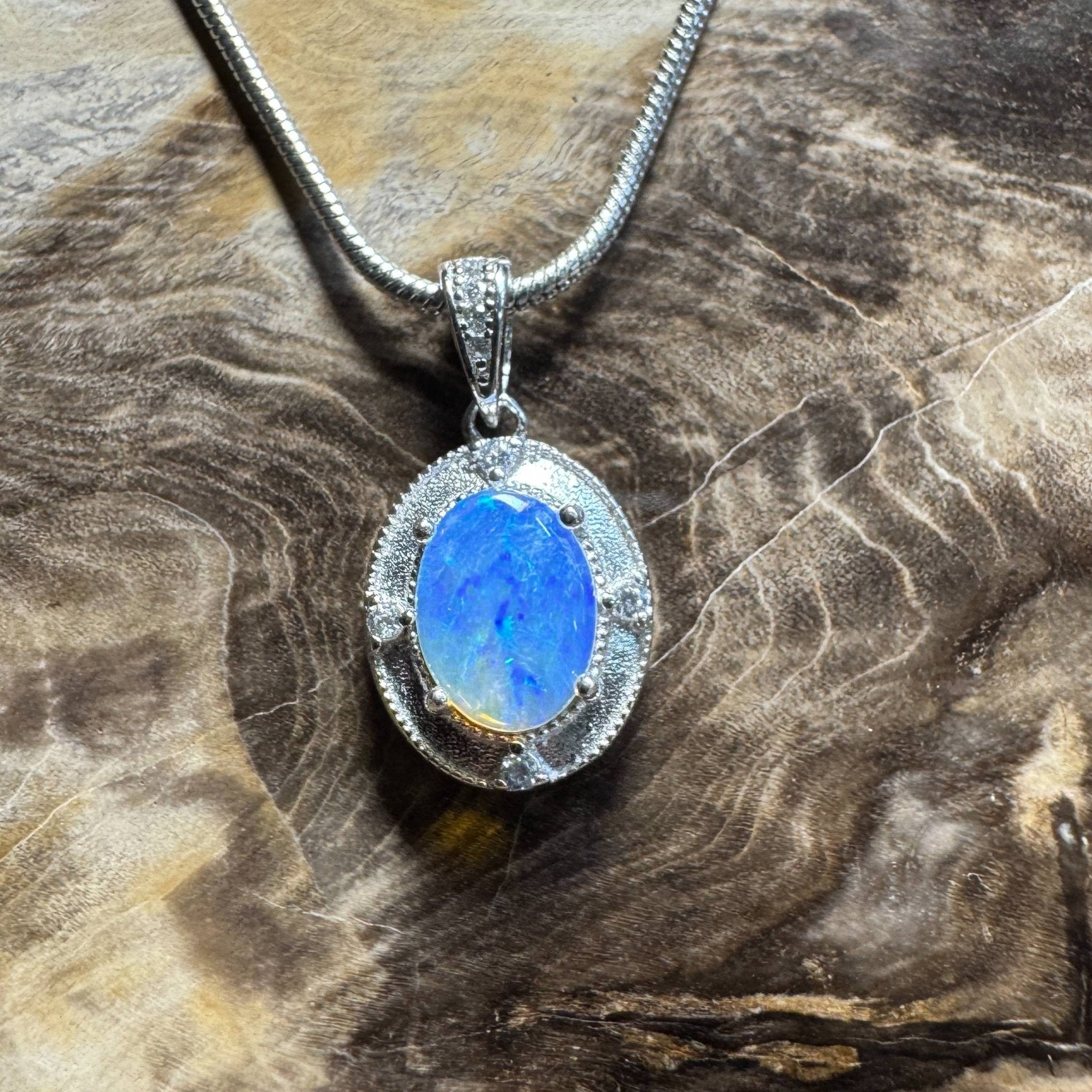 Kakadu Twilight ~ 0.8ct Solid Lightning Ridge Opal 925 Silver Pendant Necklace