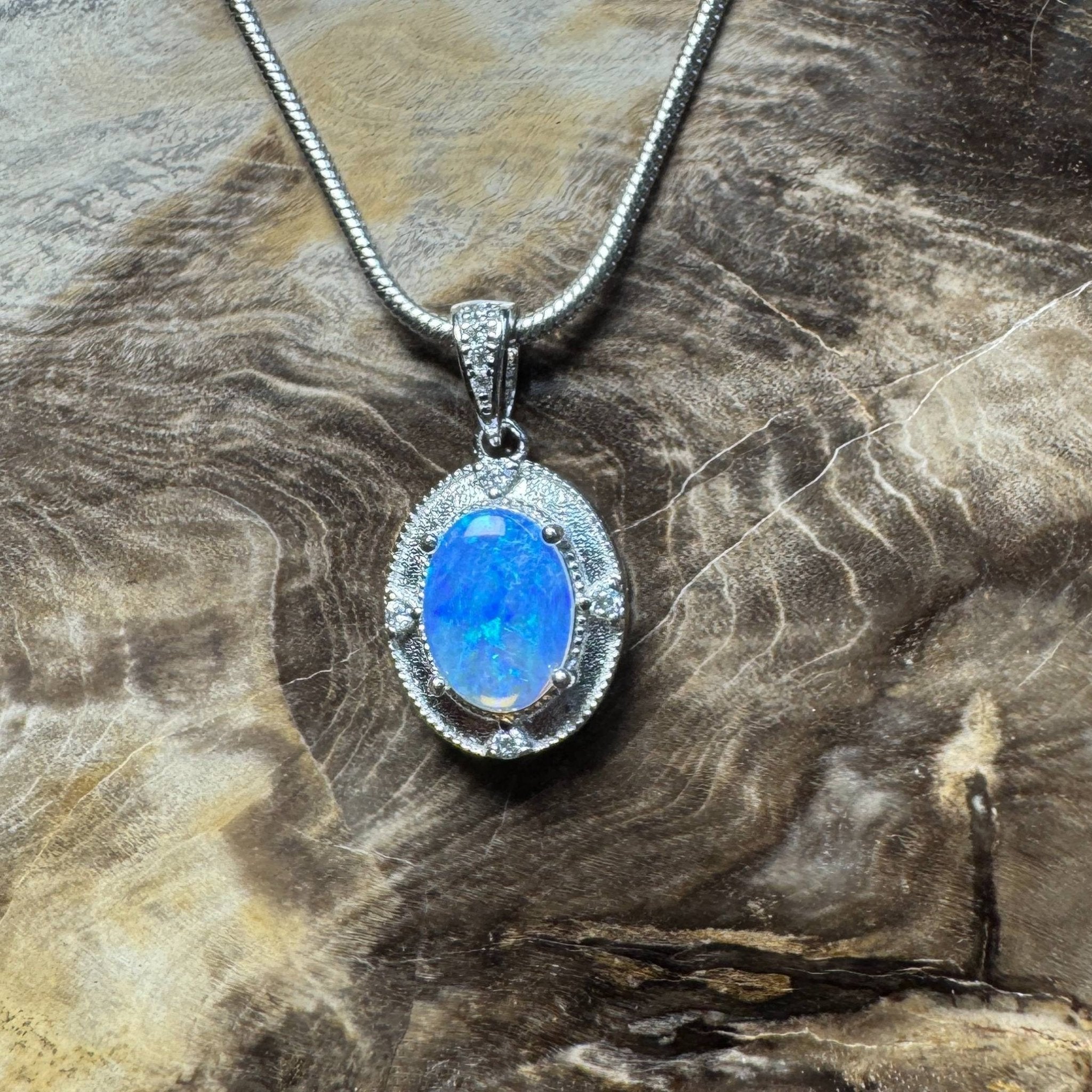 Kakadu Twilight ~ 0.8ct Solid Lightning Ridge Opal 925 Silver Pendant Necklace
