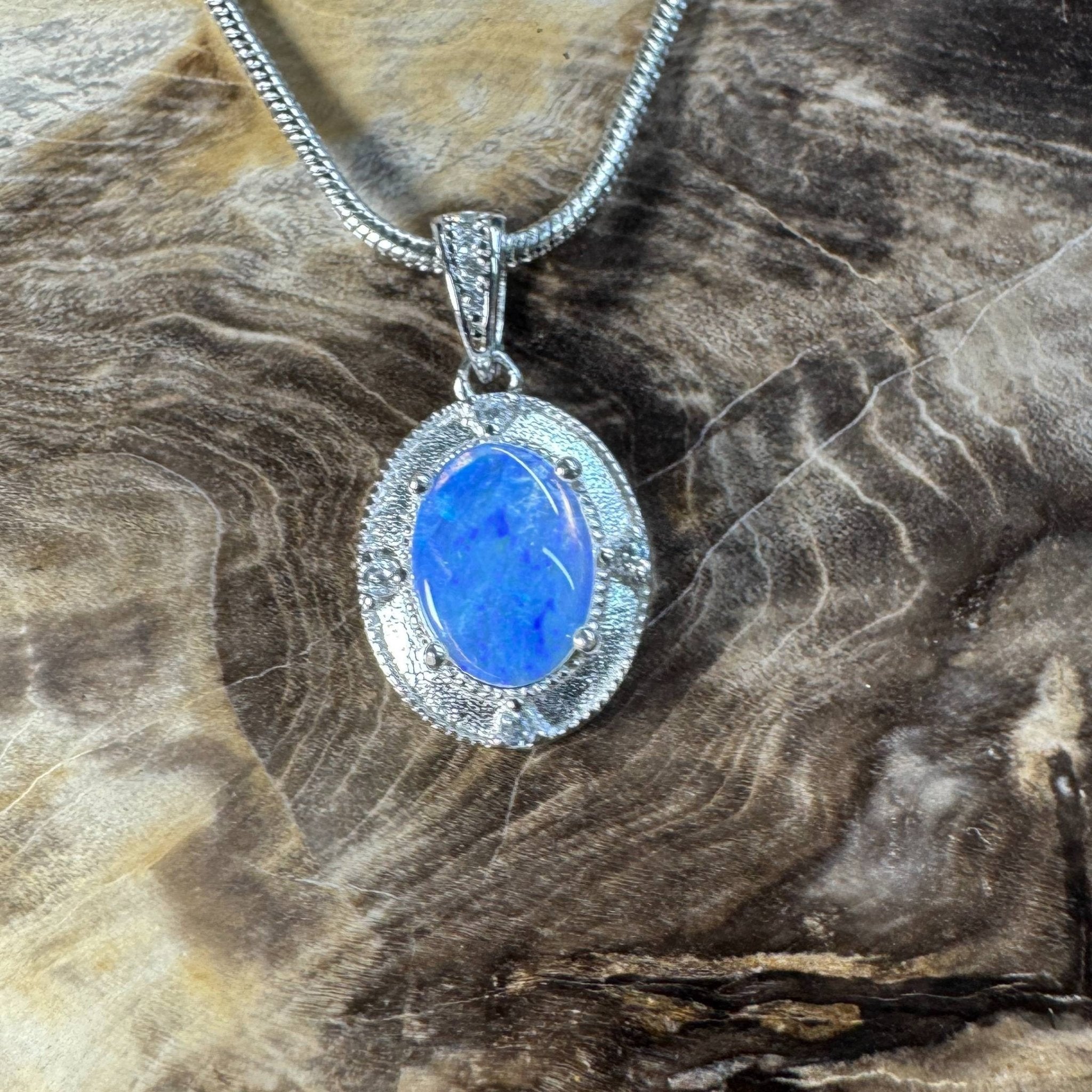 Kakadu Twilight ~ 0.8ct Solid Lightning Ridge Opal 925 Silver Pendant Necklace