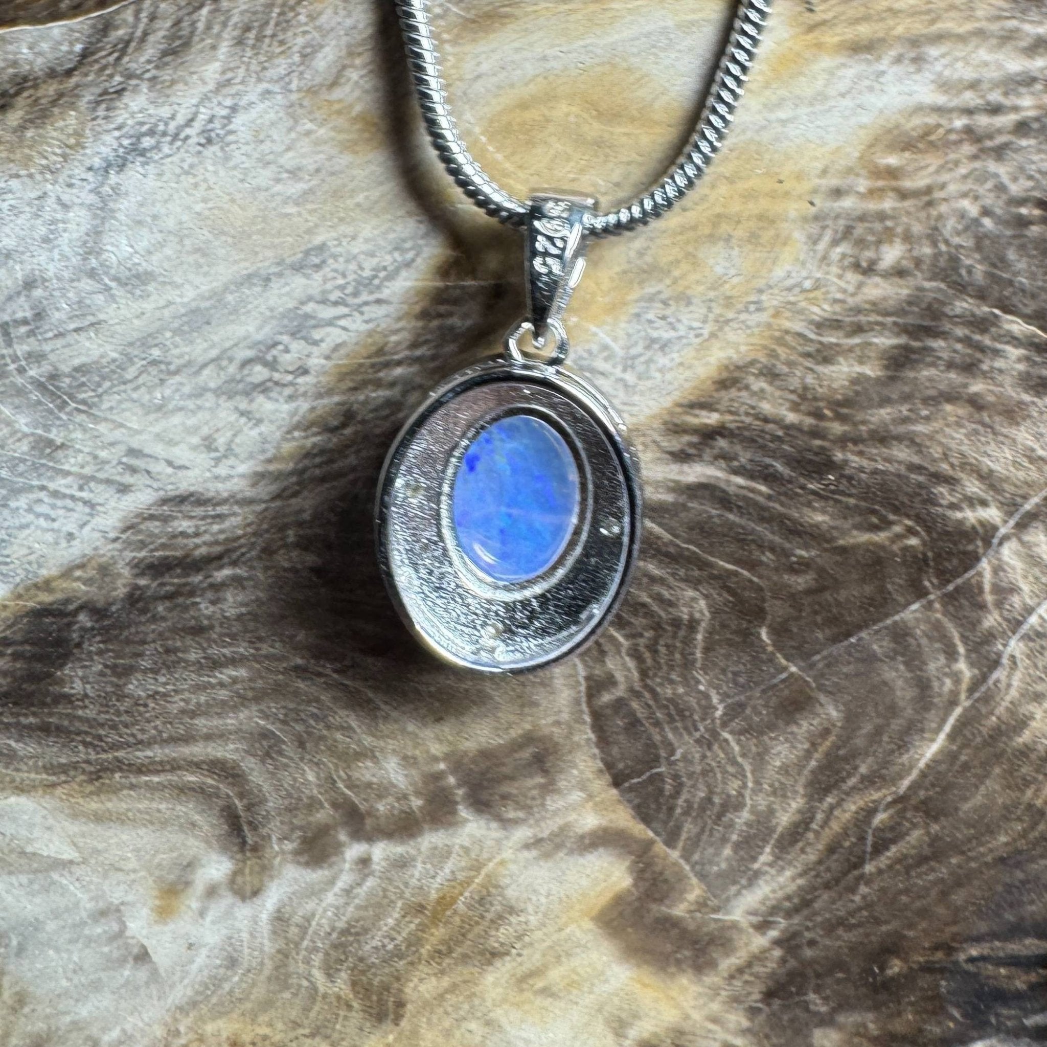 Kakadu Twilight ~ 0.8ct Solid Lightning Ridge Opal 925 Silver Pendant Necklace